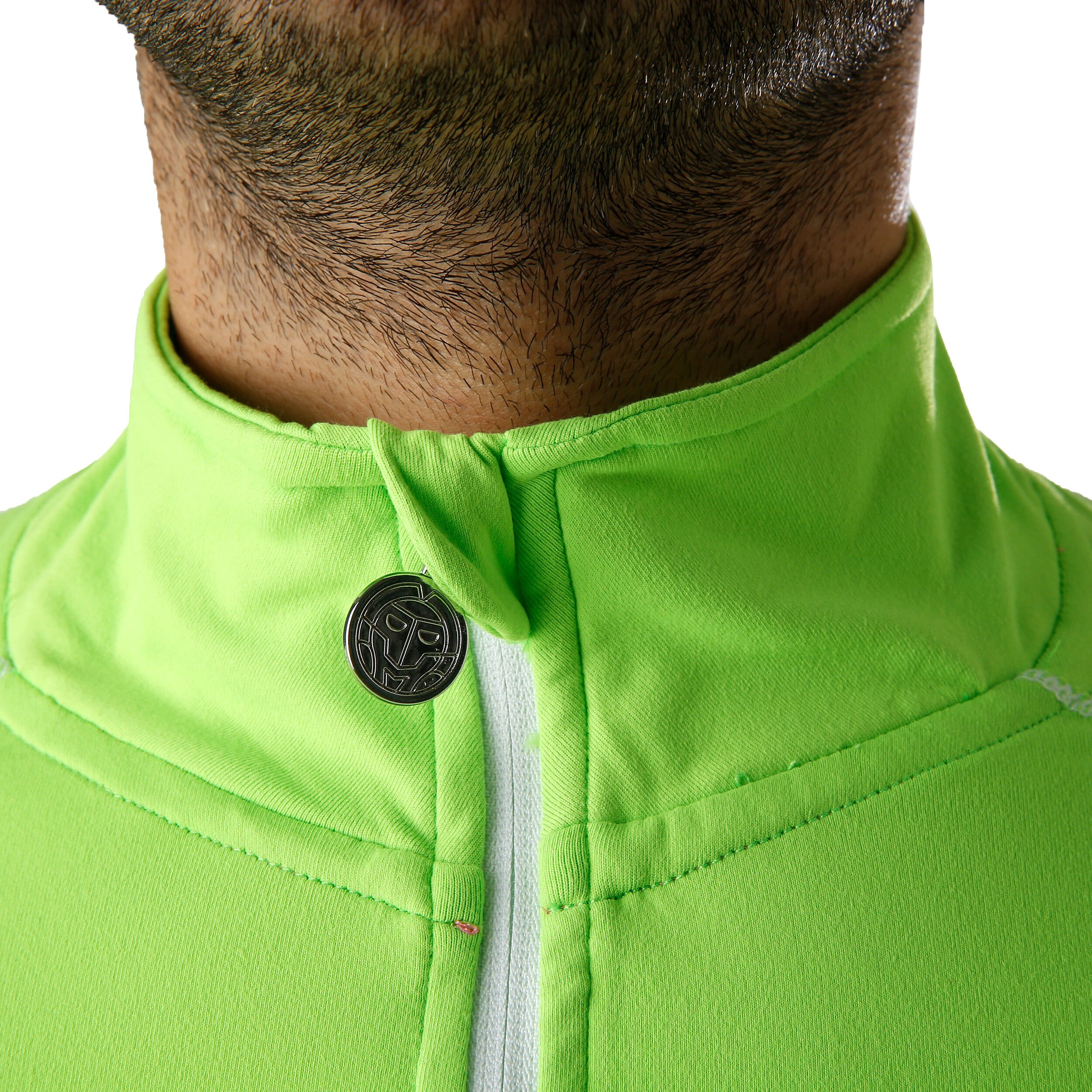 BIDI BADU Zac Tech Half Zip Haut Manches Longues Hommes - Vert Fluo , Blanc