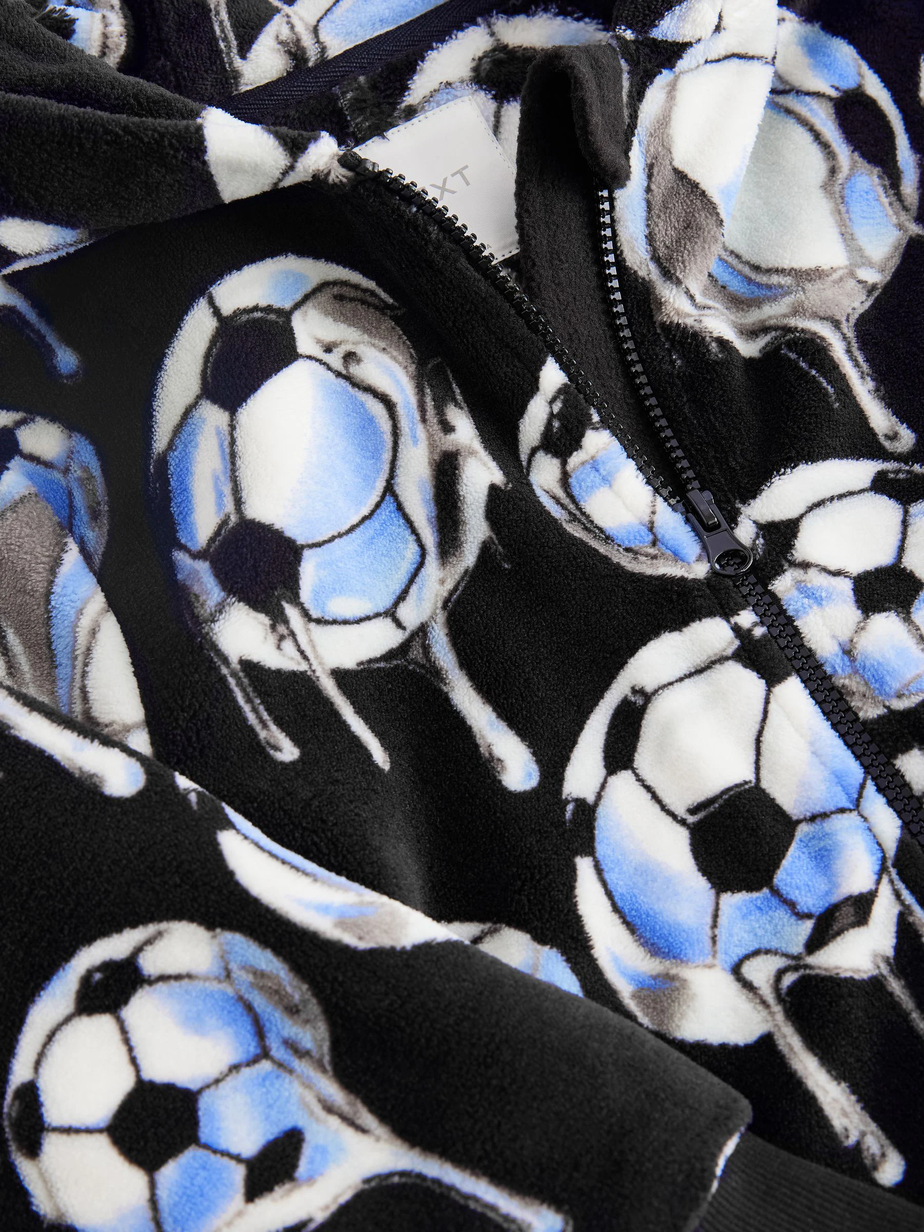 Zwart met voetbal - Fleece onesie (3-16 jr)