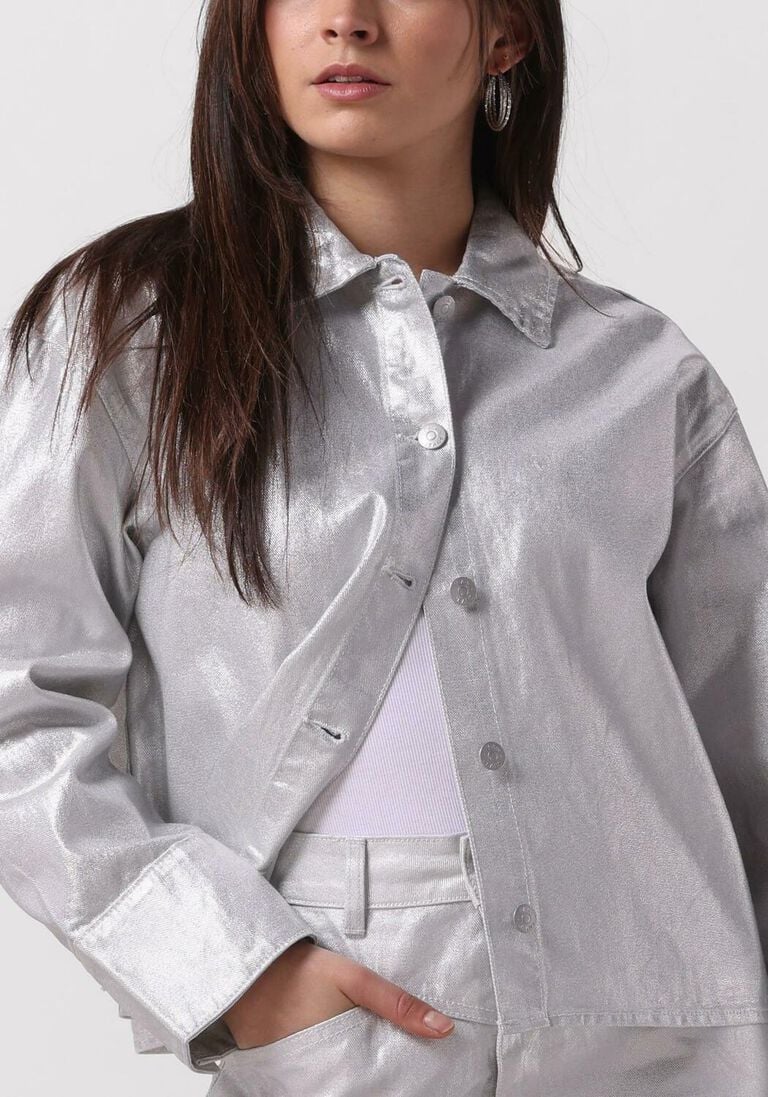 Y.A.S. zilveren y.a.s. spijkerjas yassilva denim ls shirt