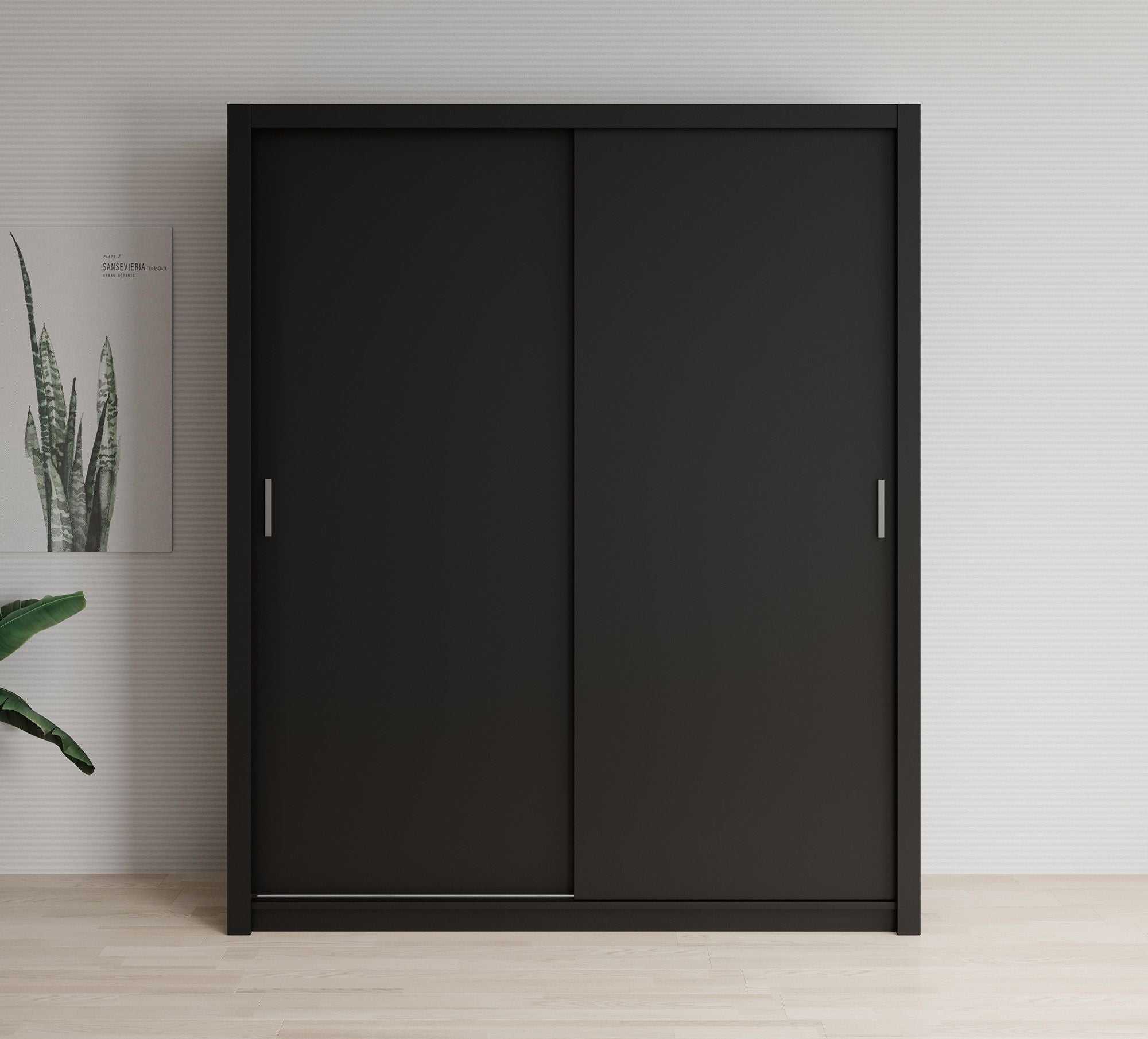 Blake - Kledingkast met schuifdeuren - Zwart - 180x62x215 cm