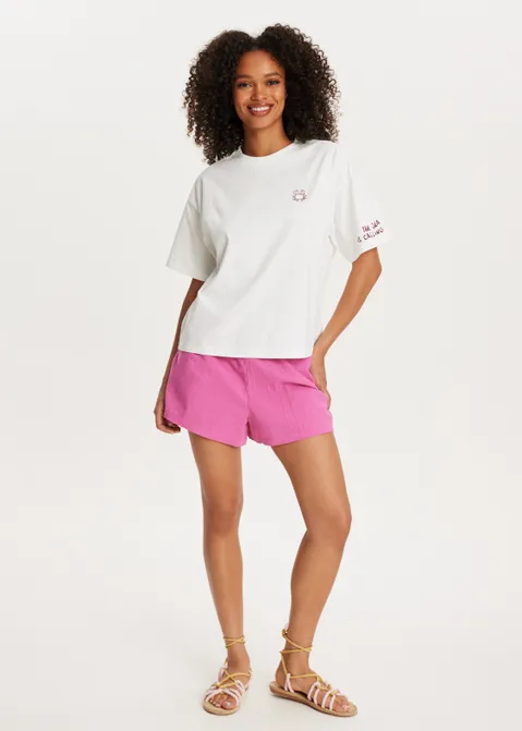 T-shirt met print la dolce vita wit (WIT)
