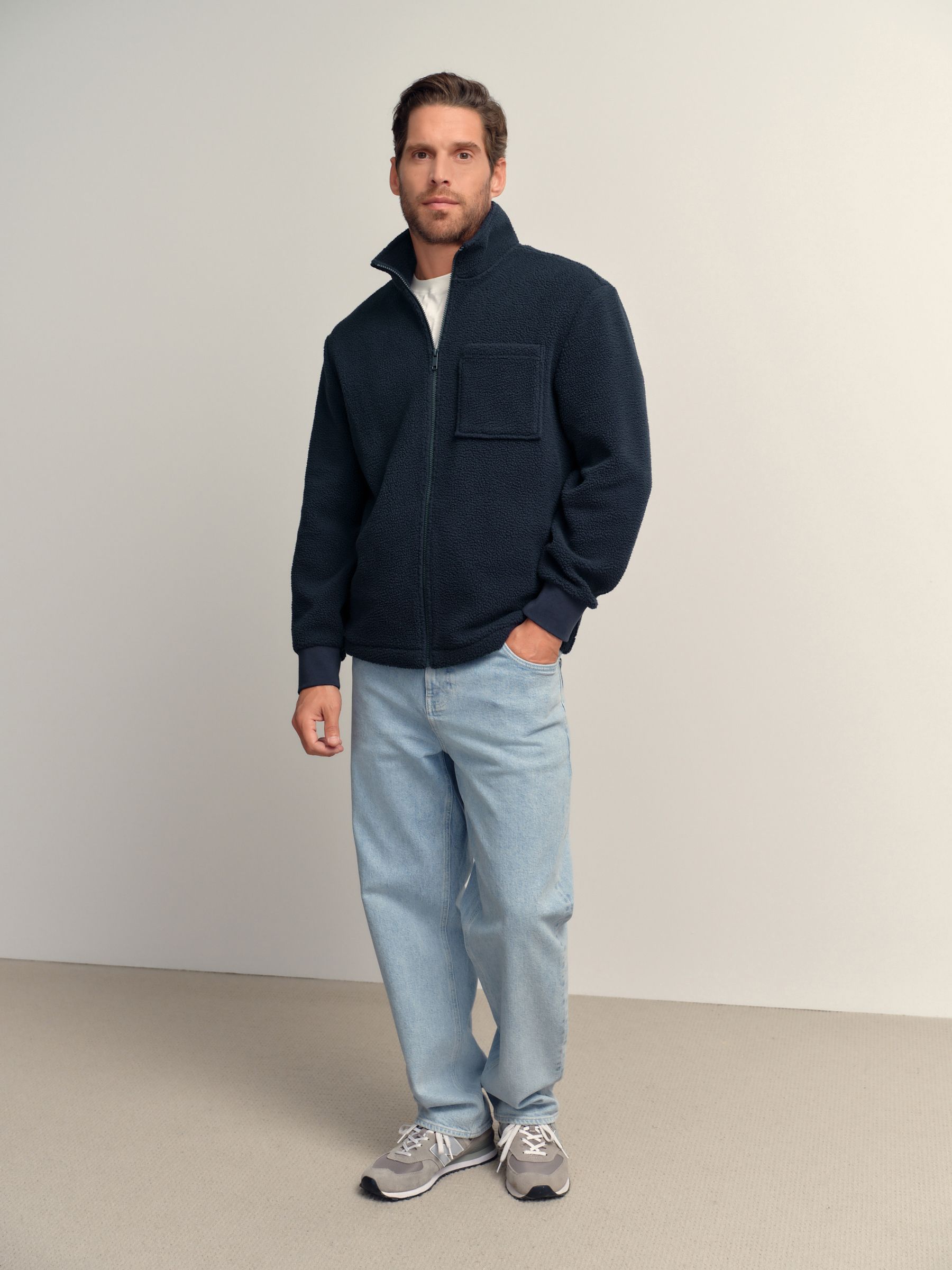 Donkerblauw - Volledig doorlopende rits - Borg Fleece