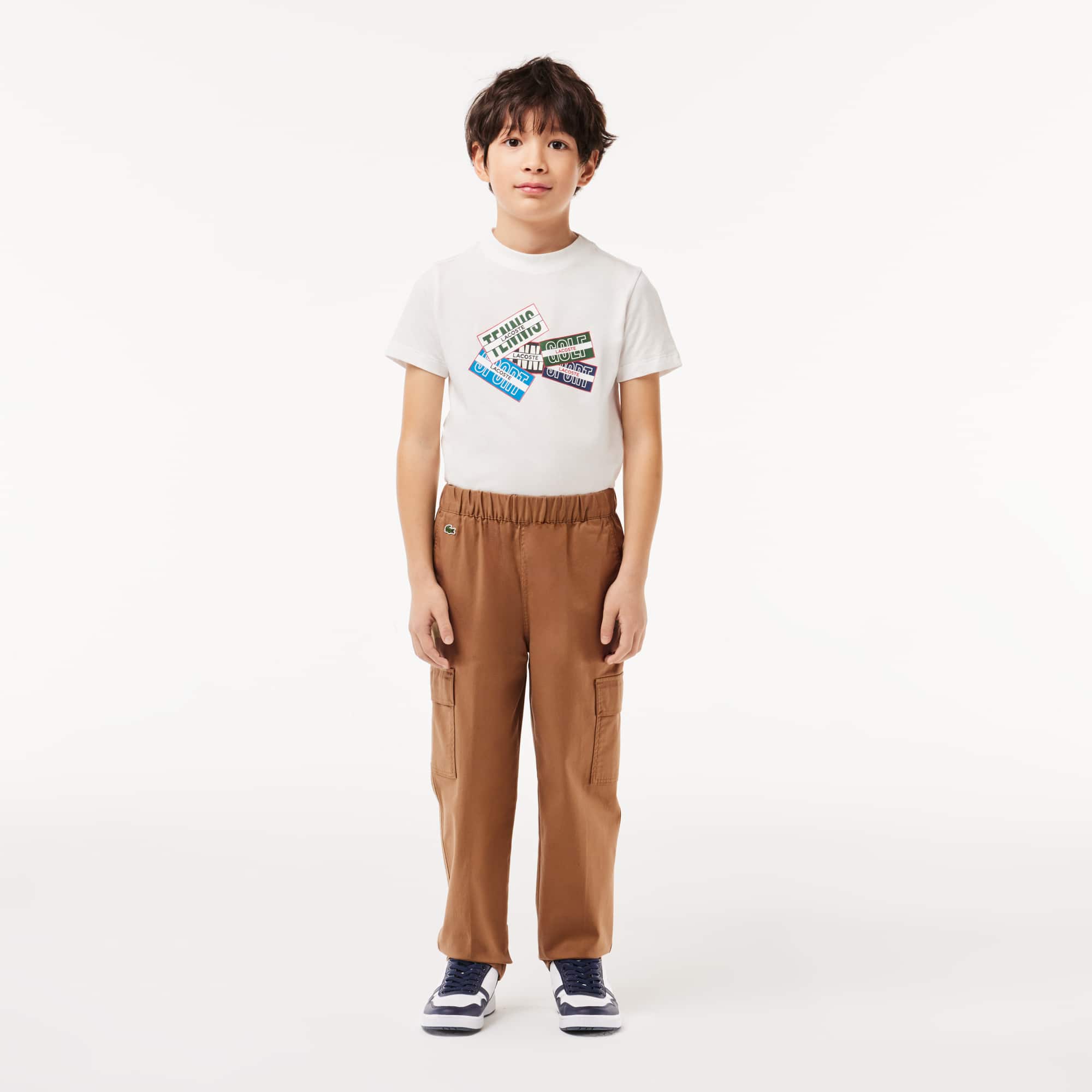 Pantalon cargo en gabardine légère de coton Pantalons & Shorts - Marron - Lacoste - Garçon