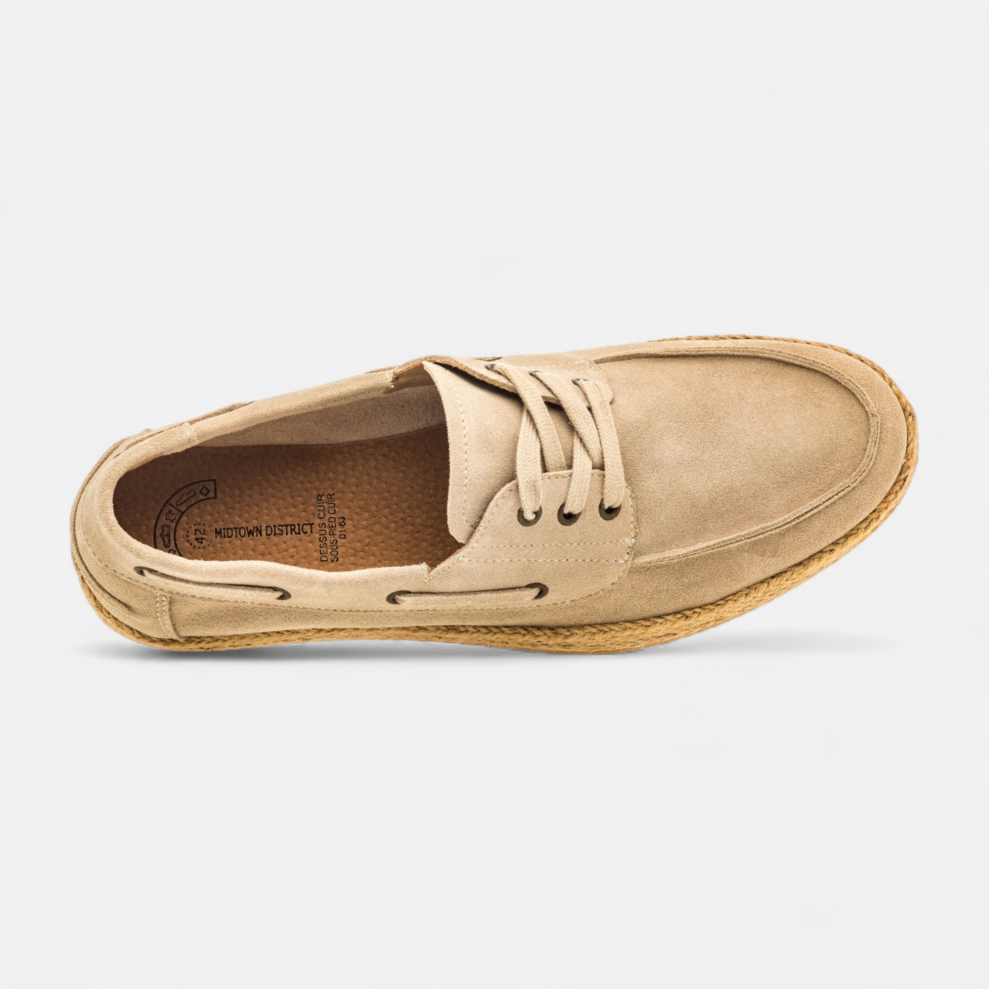 Chaussures bateau Homme en cuir ecru