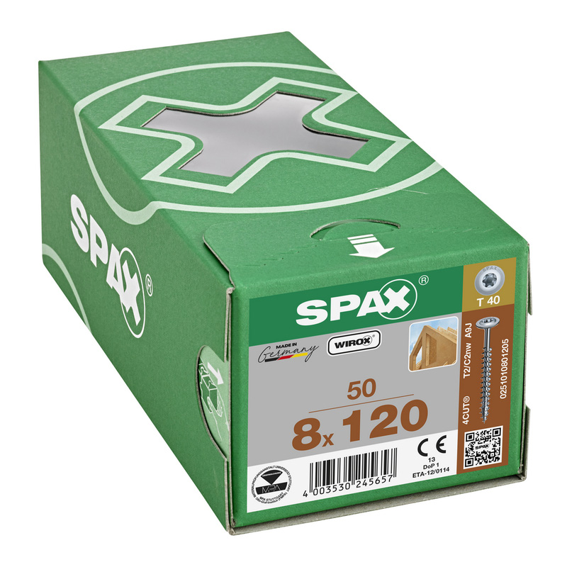 Spax universele schroeven tellerkop voldraad 8x120mm TX40