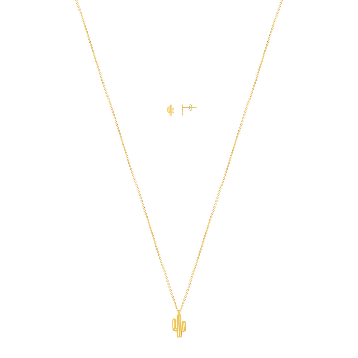 collier et boucles d'oreilles acier doré