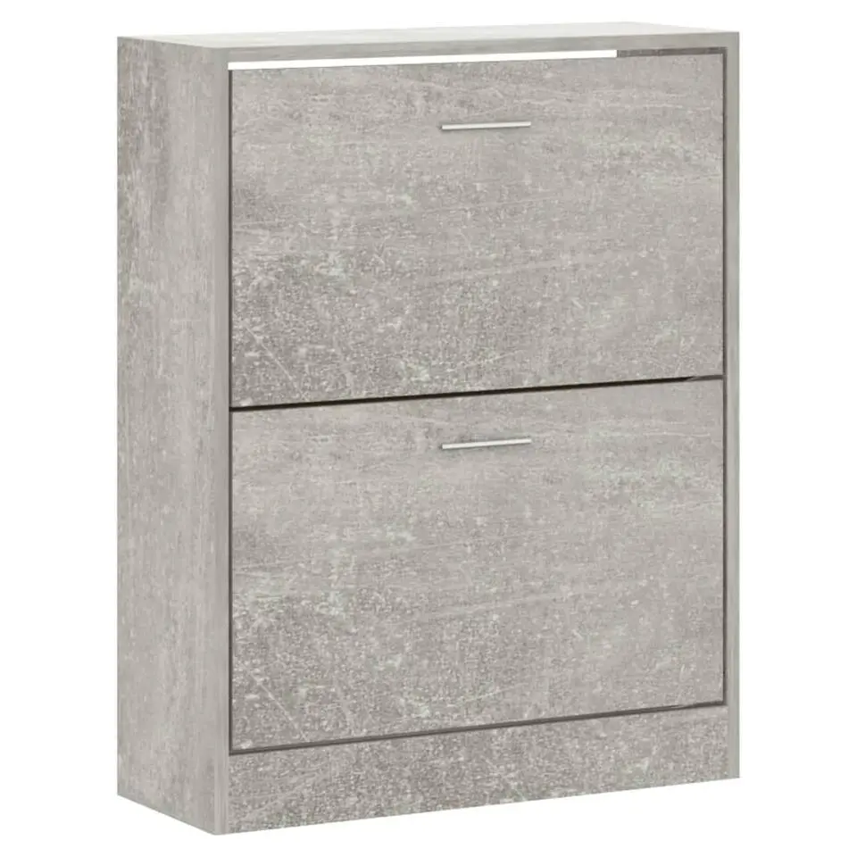 vidaXL - Schoenenkast 4 paar met 2 kleppen - Betongrijs - Hout - 63x24x81 cm