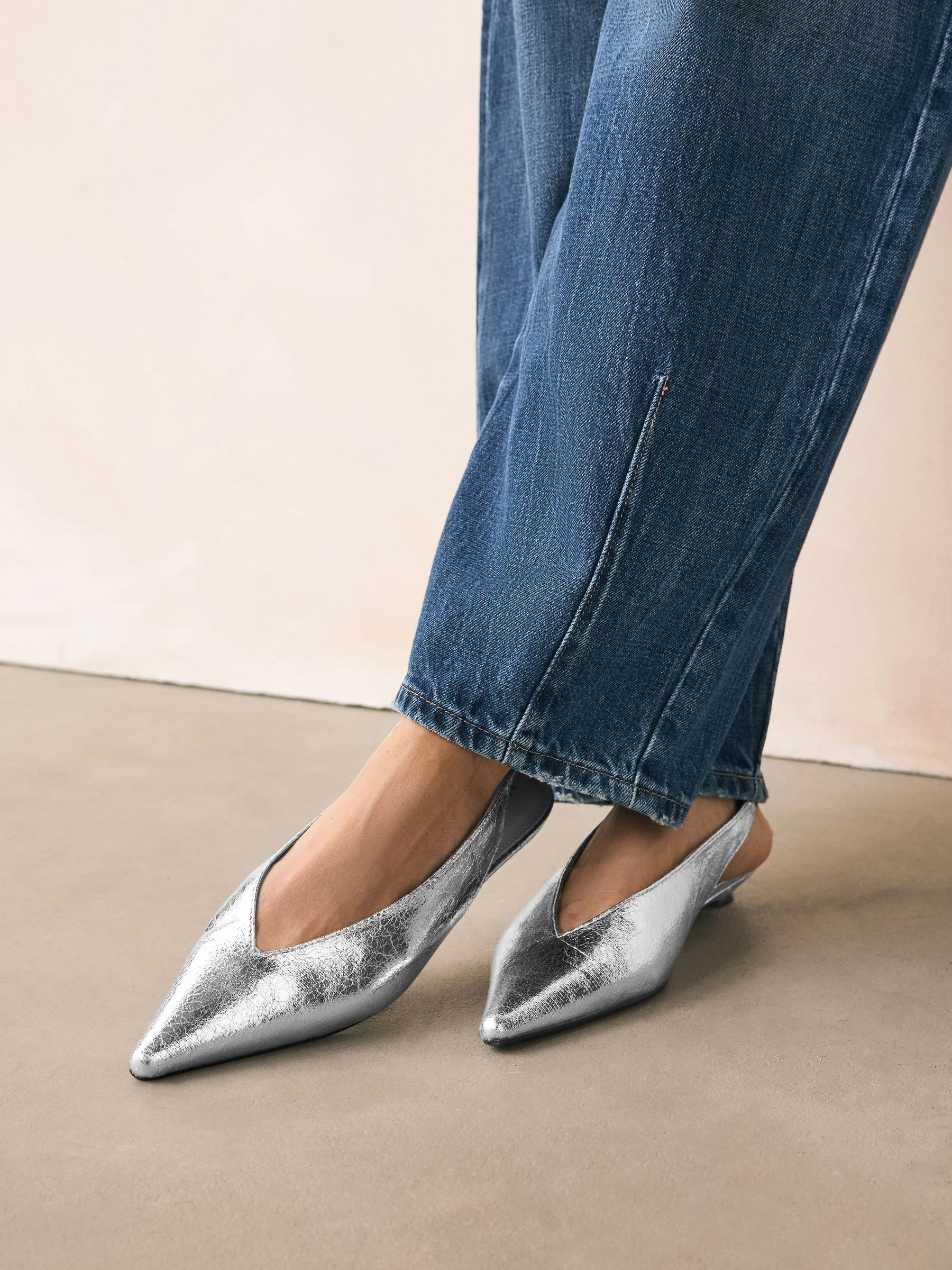 Zilver - Print Forever Comfort® puntige schoenen met hielbandje