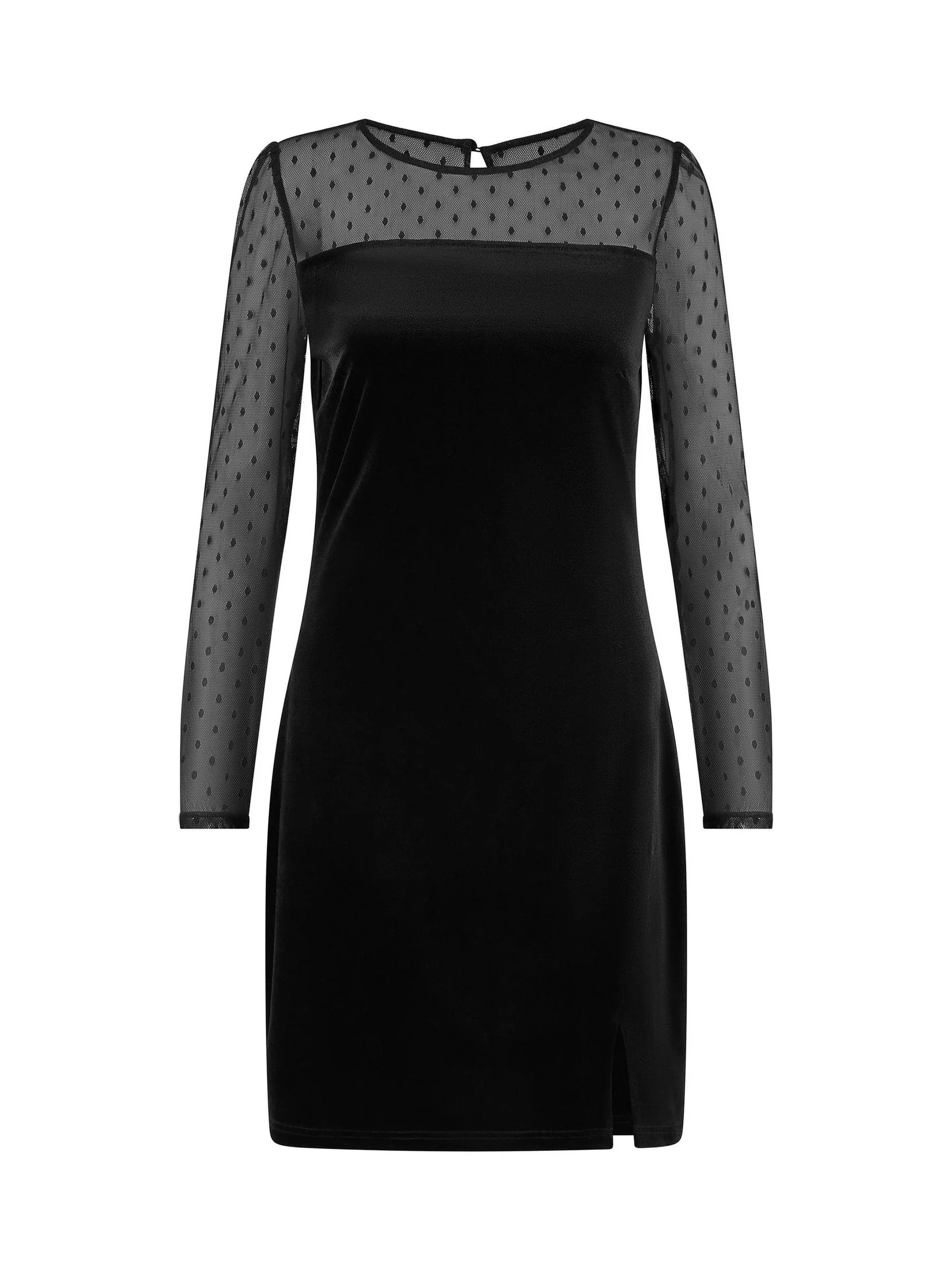 Yumi - Velvet jurk met doorschijnende lange mouwen
