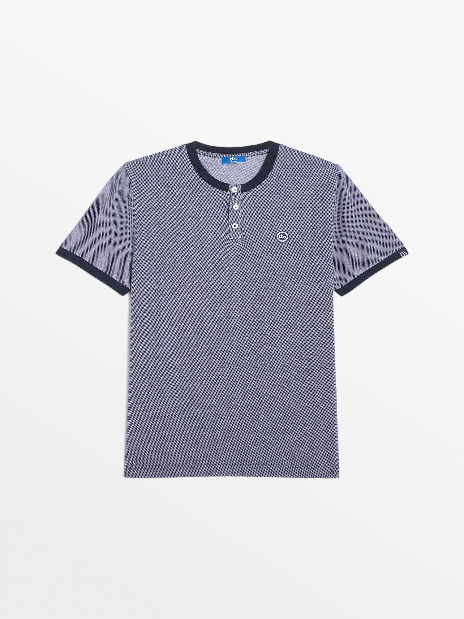 Tee Shirt Homme Patte Boutonnée Marine