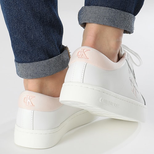 Baskets Femme Classic Cupsole Low Laceup Leather 1444 Bright White Peach Blush