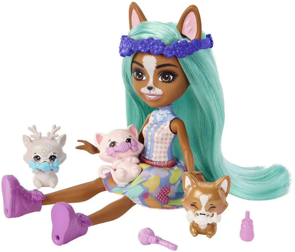 ENCHANTIMALS - MEILLEURS AMIS DES BEBES 15 CM - POUPEE CRIZIA CORGI ET SHOW