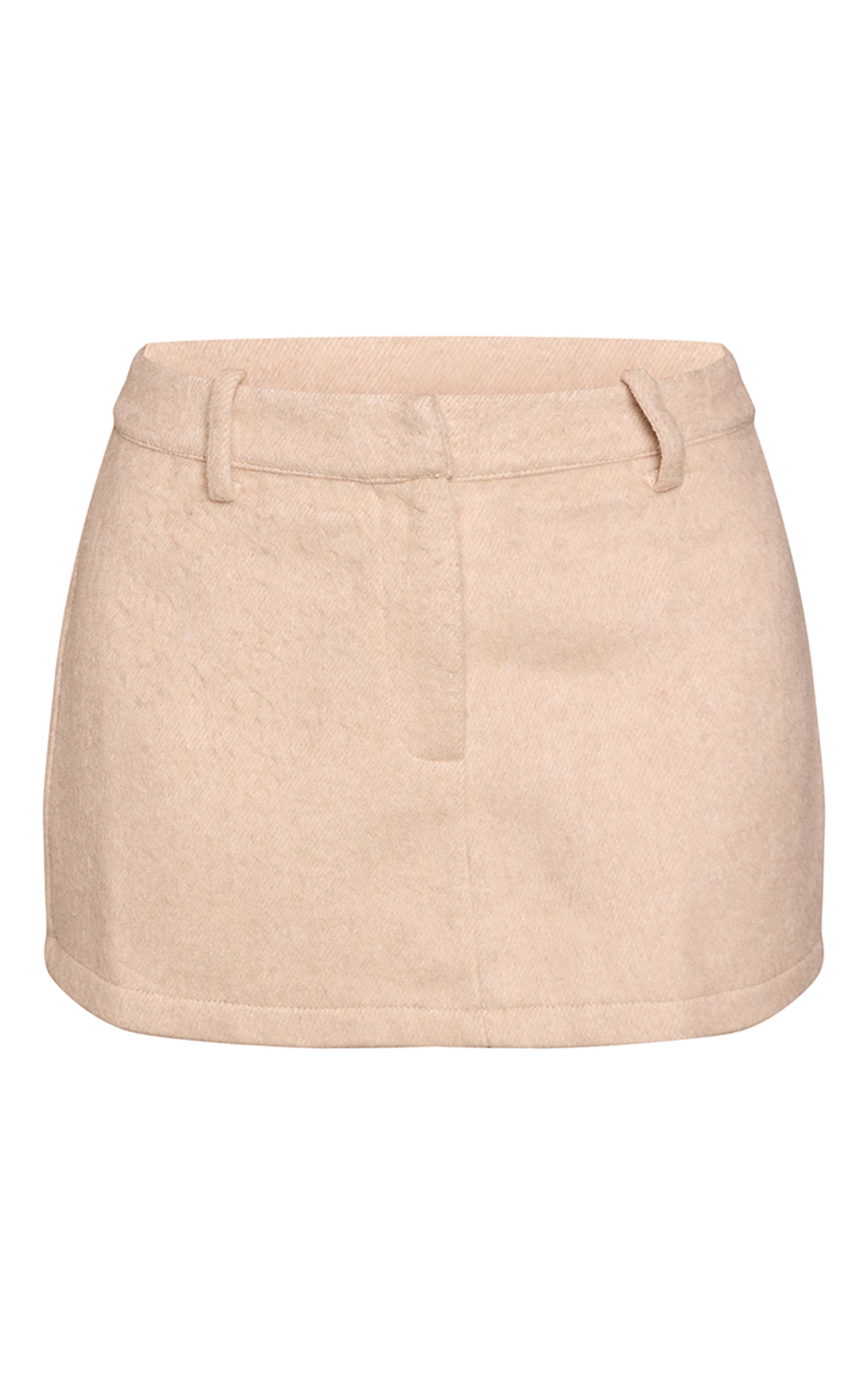 Sable Mini-jupe En Laine Brossée