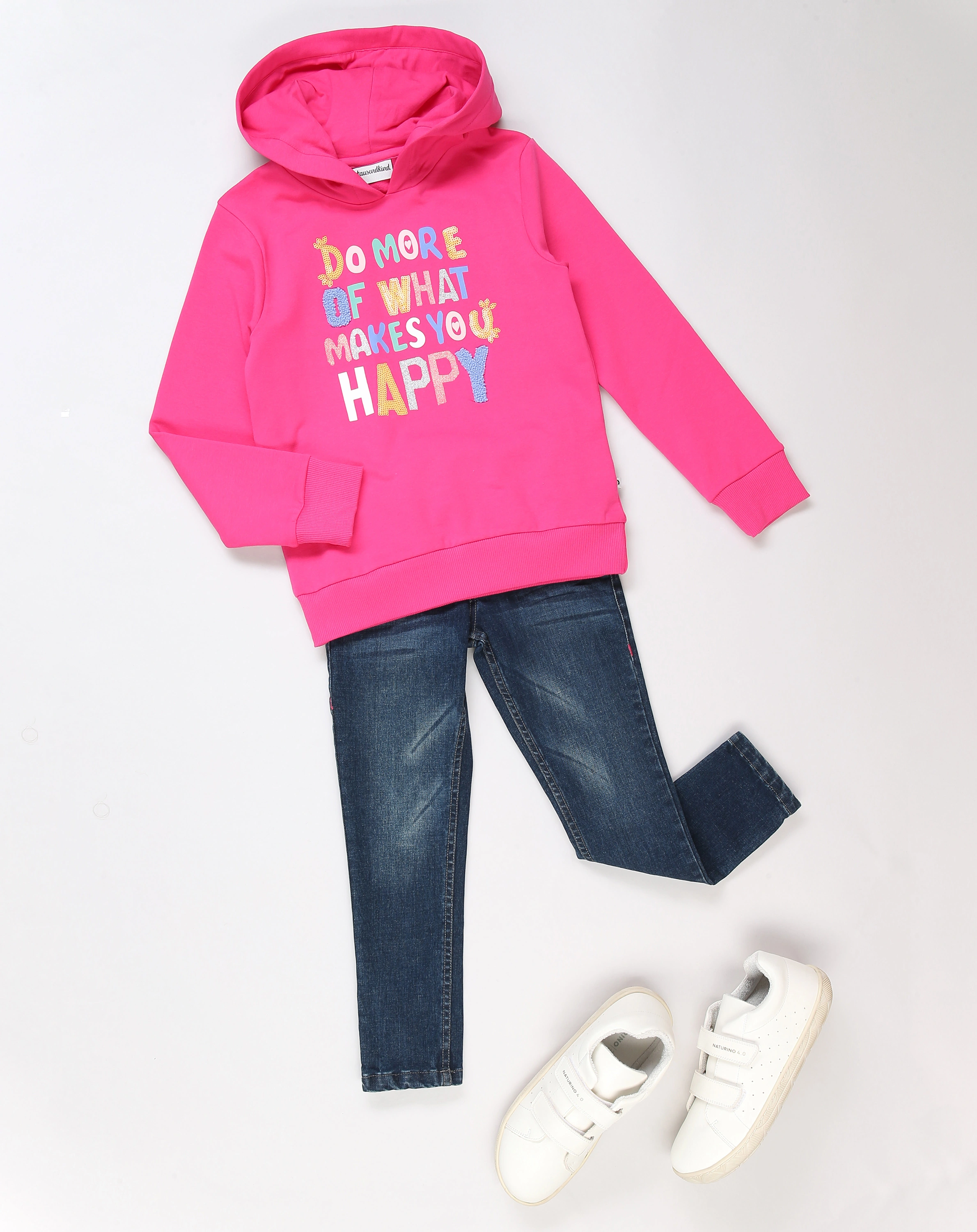 Kapuzen-Sweatshirt GLÜCKLICH in pink