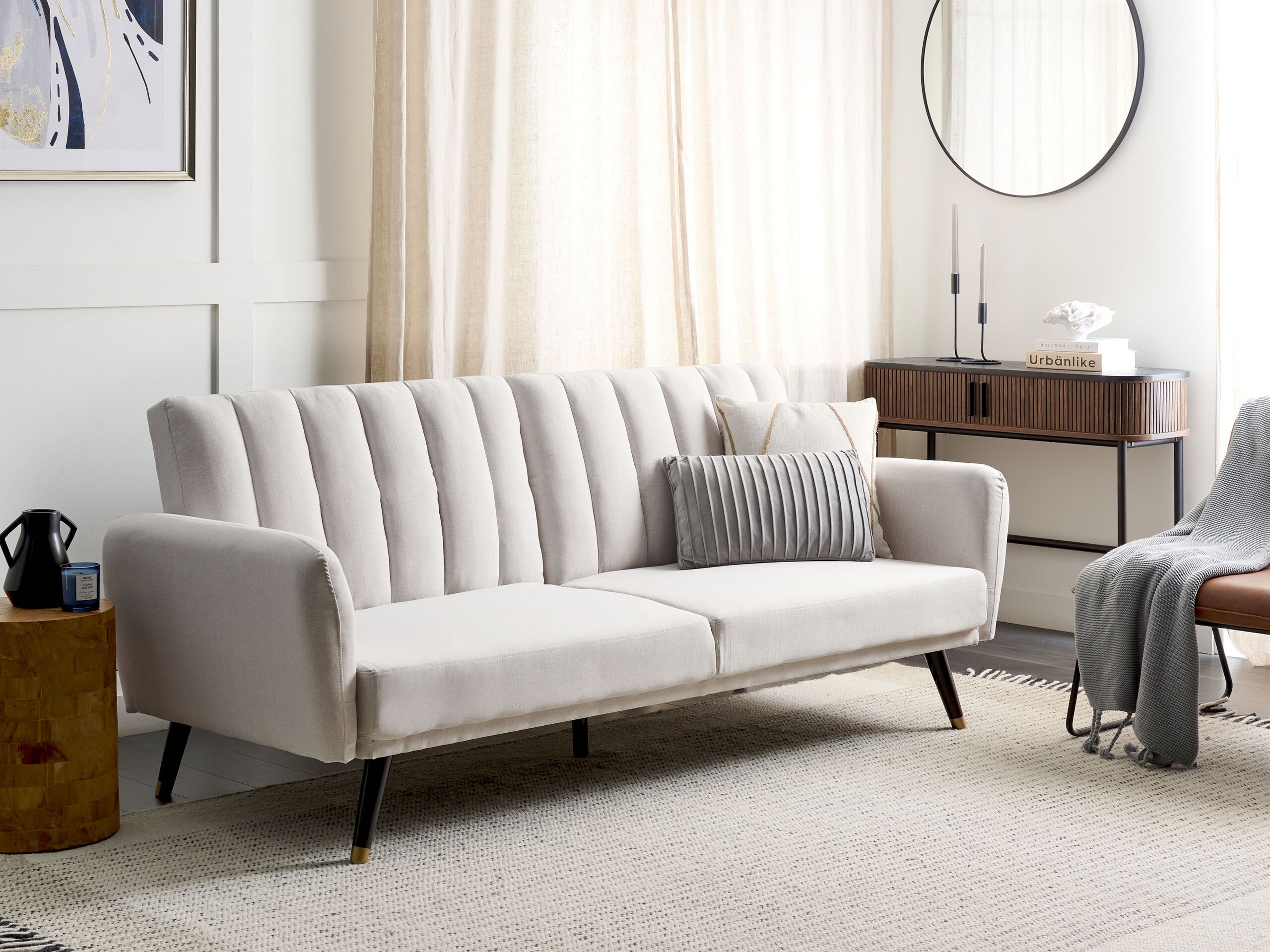 Beliani - VIMMERBY  - Slaapbank - Beige - Polyester
