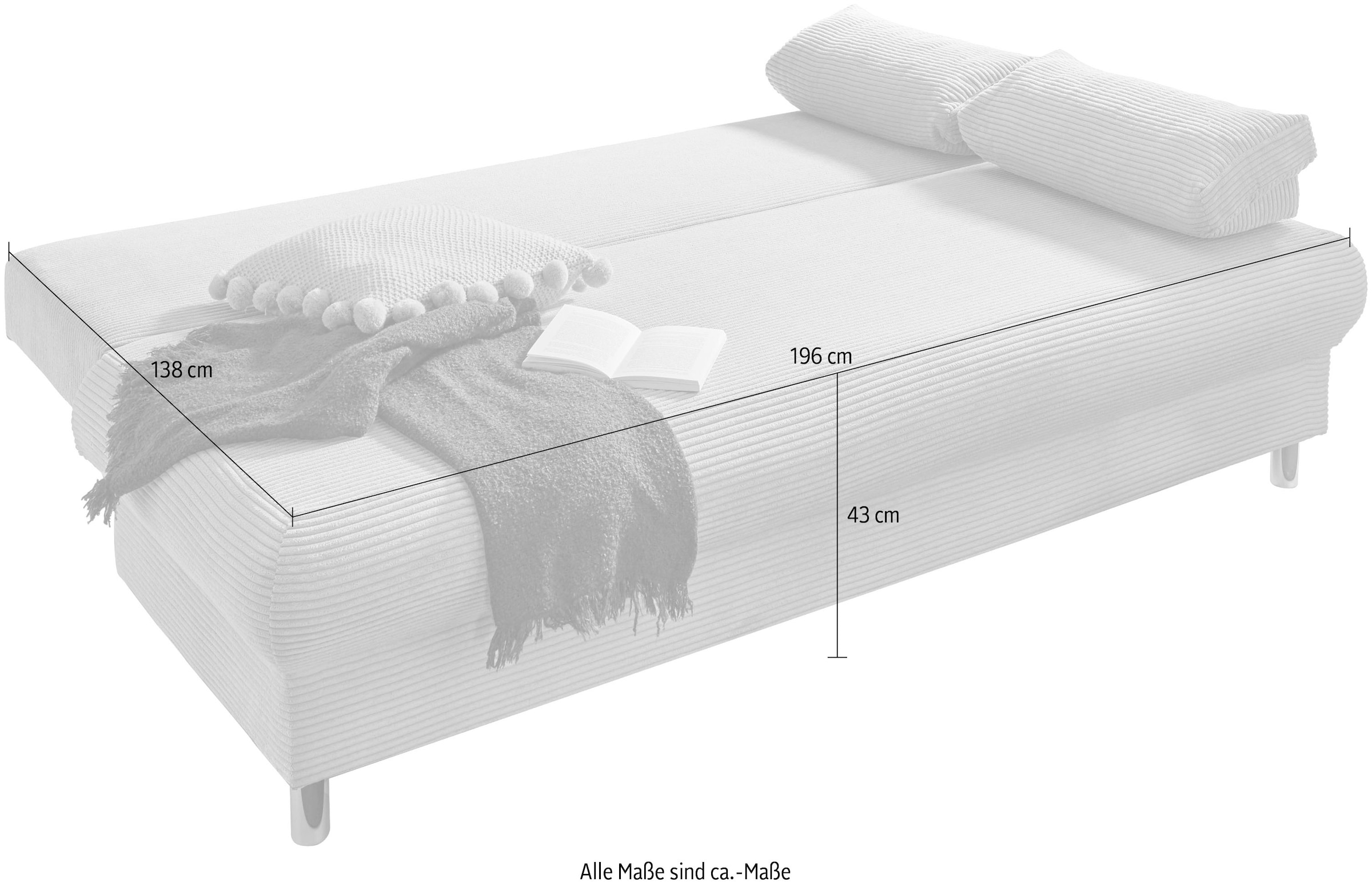 INOSIGN Schlafsofa »Como« 2-Sitzer, Federkern, Breite 196 cm, inkl. Rücken.-und Armlehnenkissen