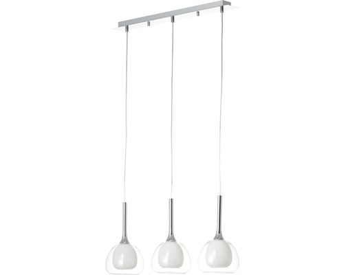 Hanglamp, 3-lichts, HxB 120x66 cm, chroom/helder/wit