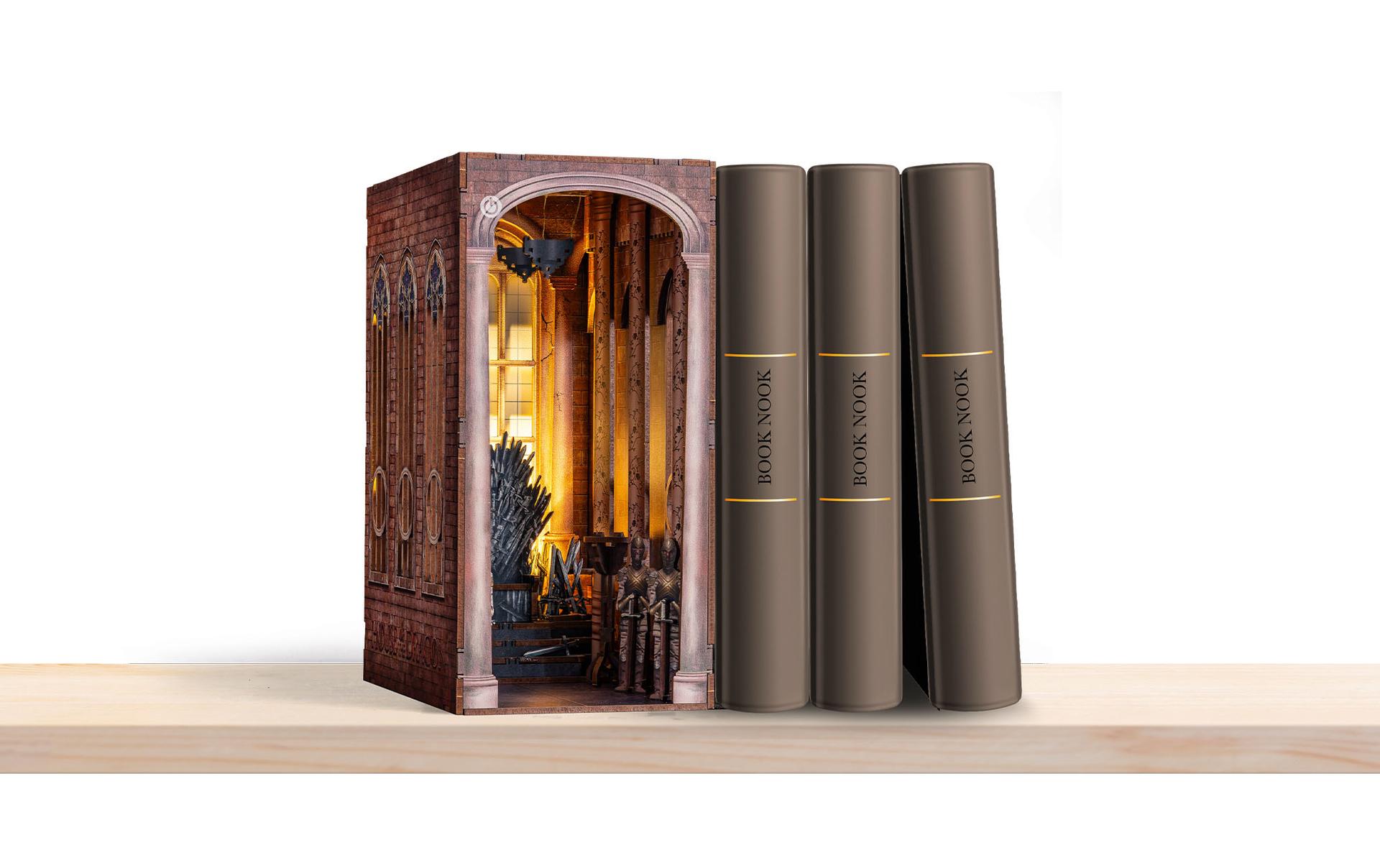 Bausatz Iron Throne Dragon HouseZauberhafte Miniaturwelt mit LED-Beleuchtung für Ihr Bücherregal