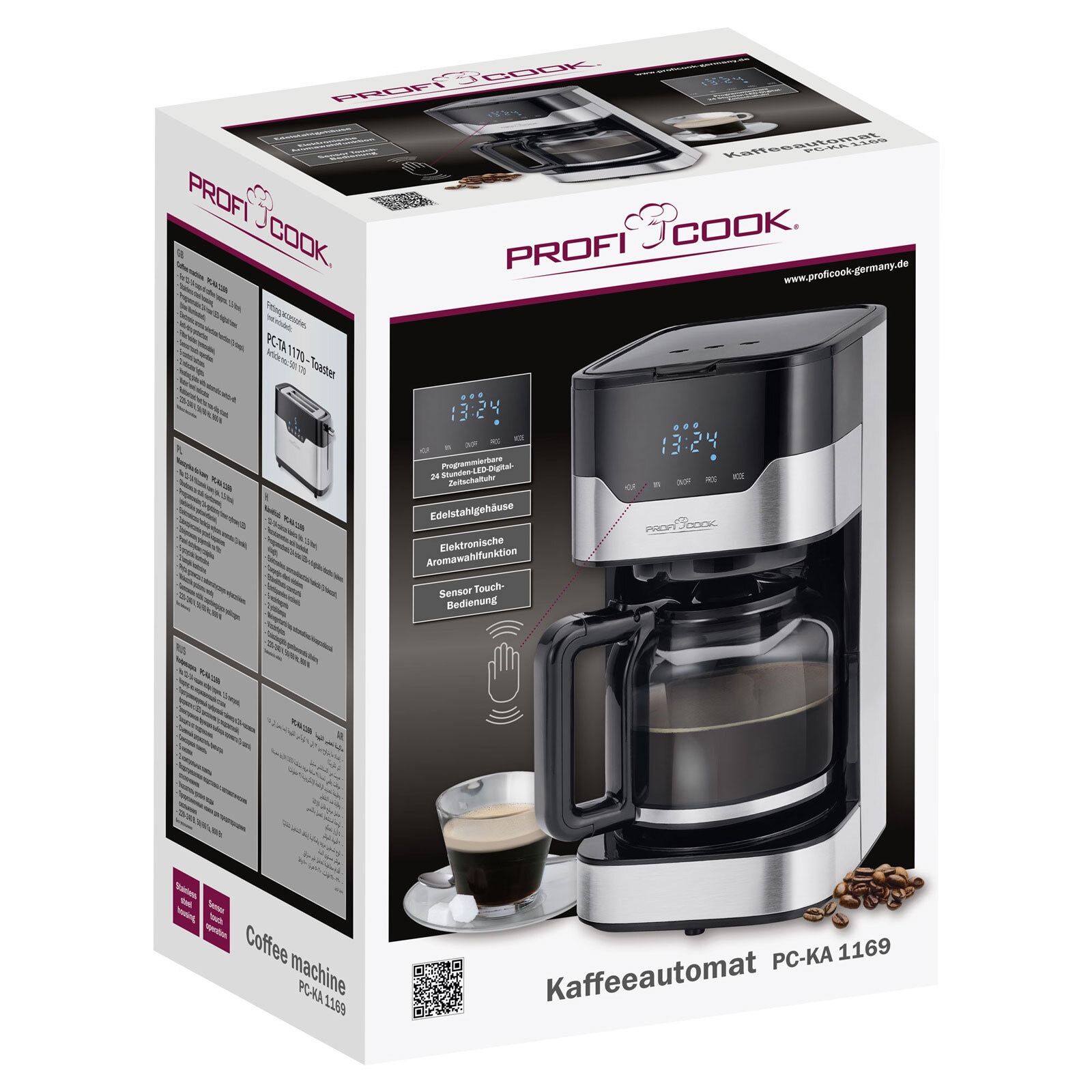 ProfiCook Kaffeeautomat PC-KA 1169 Edelstahl schwarz