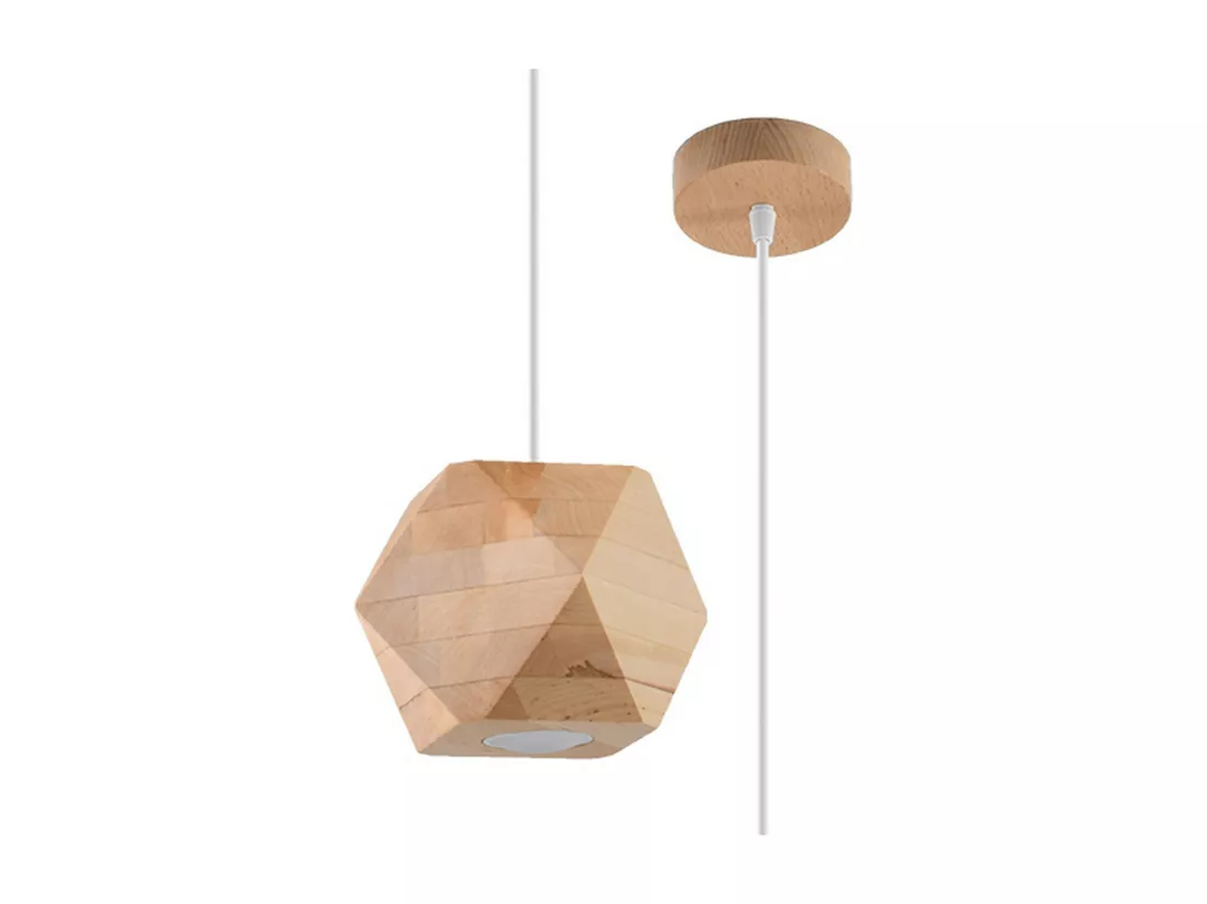Sollux Lighting Woody Plafonnier suspendu sphérique, bois naturel, 1x GU10