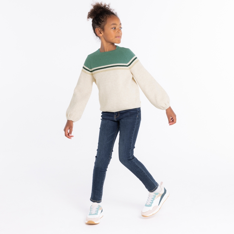 Pull à manches ballon beige fille