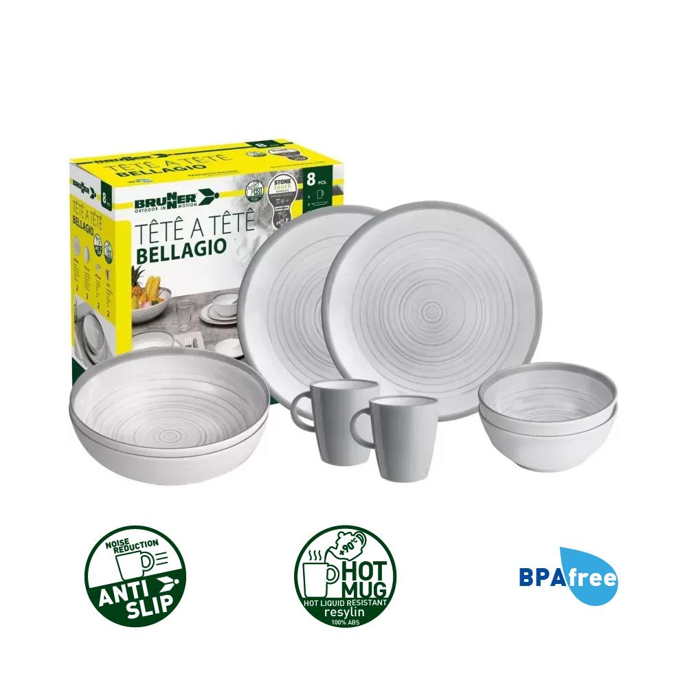 Lot de vaisselle Brunner 8 pièces Bellagio mélamine Tête-à-Tête