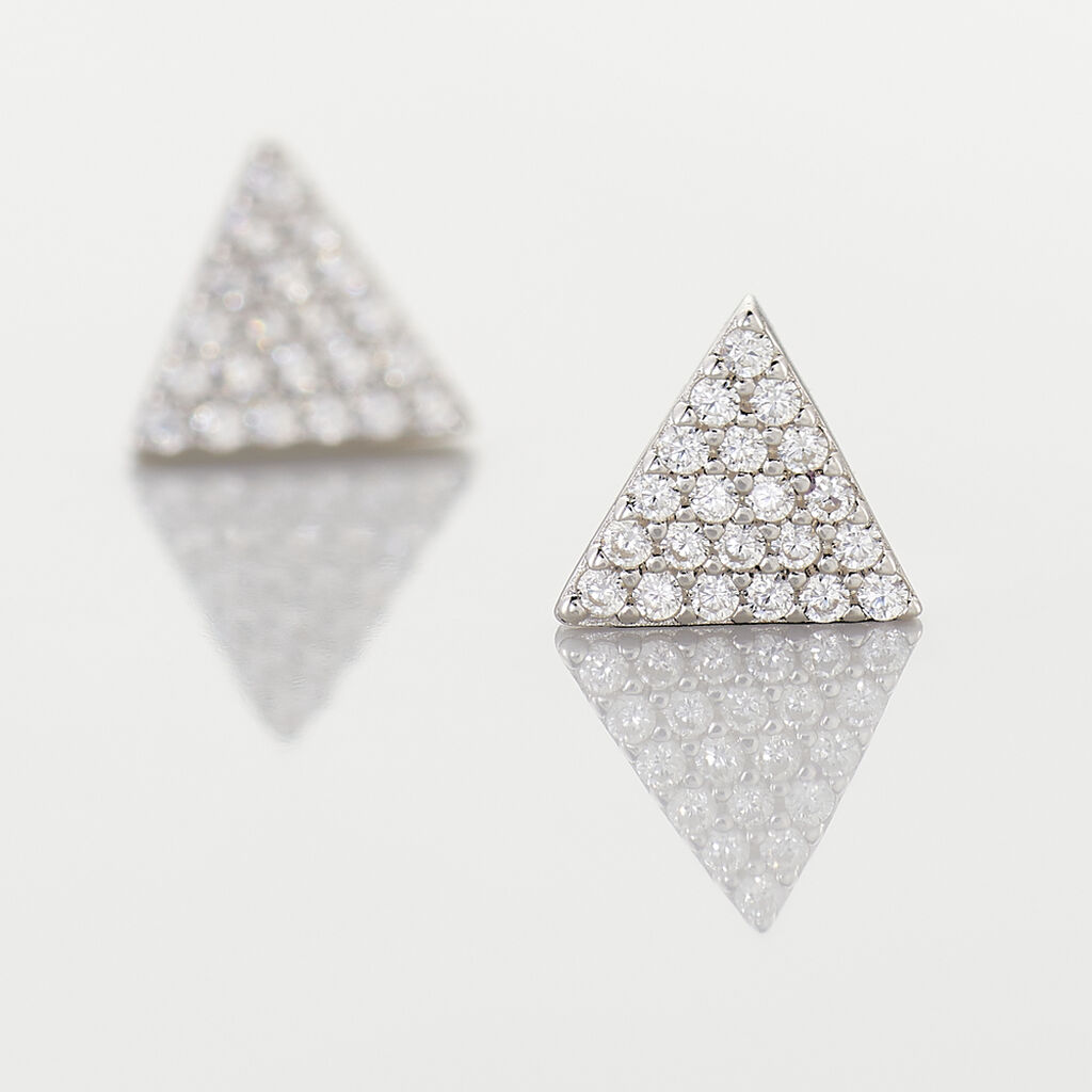 Boucles D'oreilles Puces Brendana Argent Blanc Oxyde De Zirconium