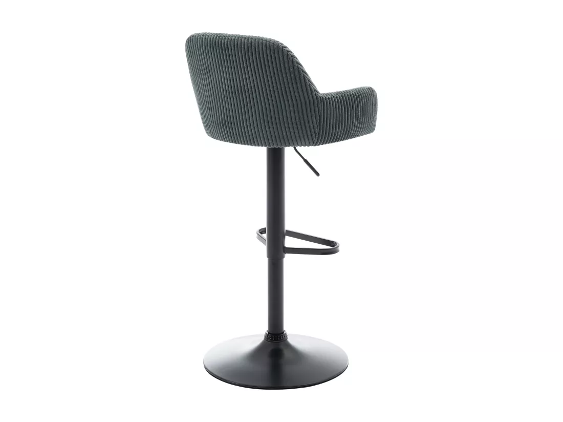 Lot de 2 tabourets en velours côtelé et métal noir - Hauteur réglable - Vert - LILIYA