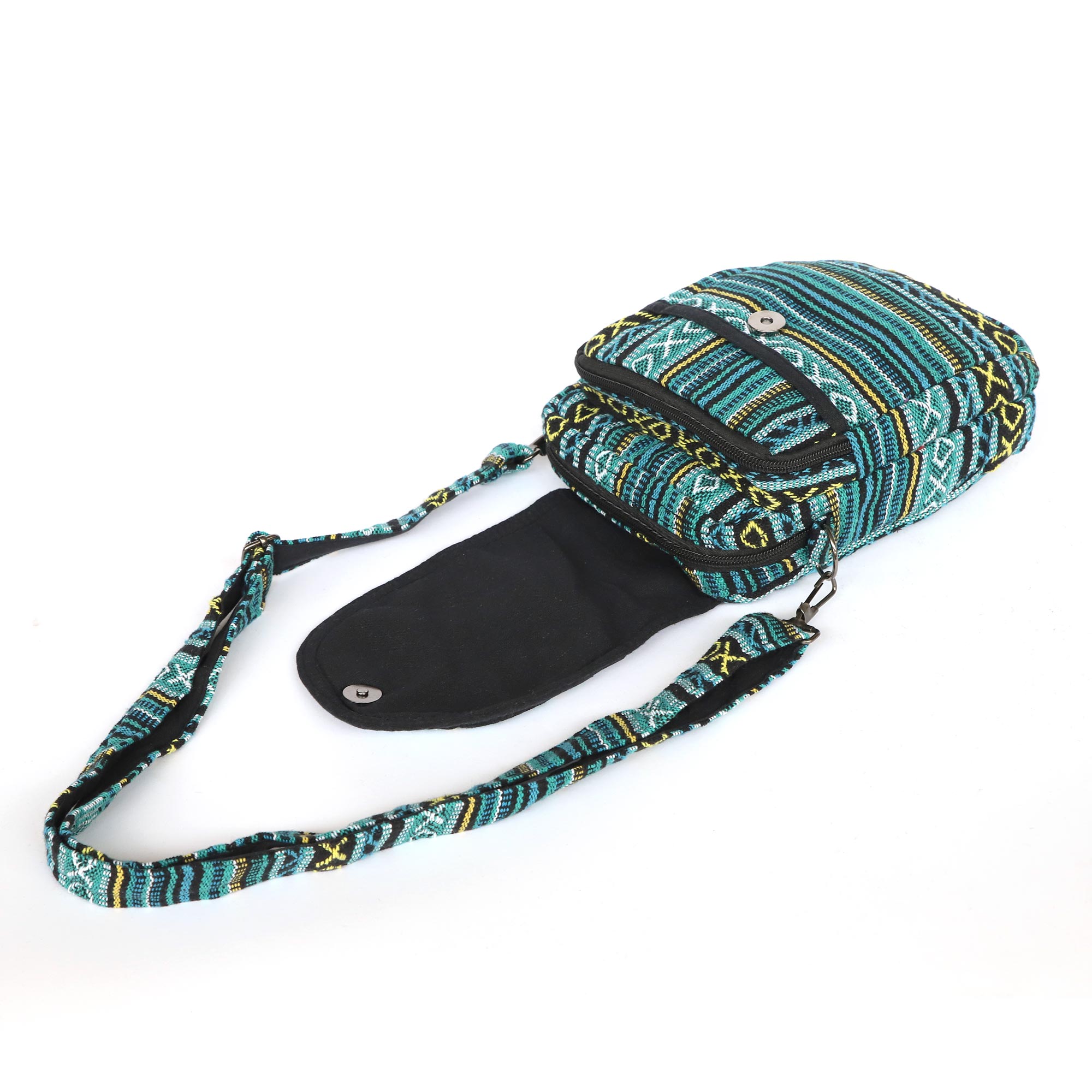 Umhängetasche aus Baumwolljacquard, blau-gelb, H 22 cm, B 15 cm, L 7 cm günstig bestellen