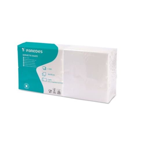 Serviette papier 30x30 cm 2 plis blanche Ecolabel Paredes
