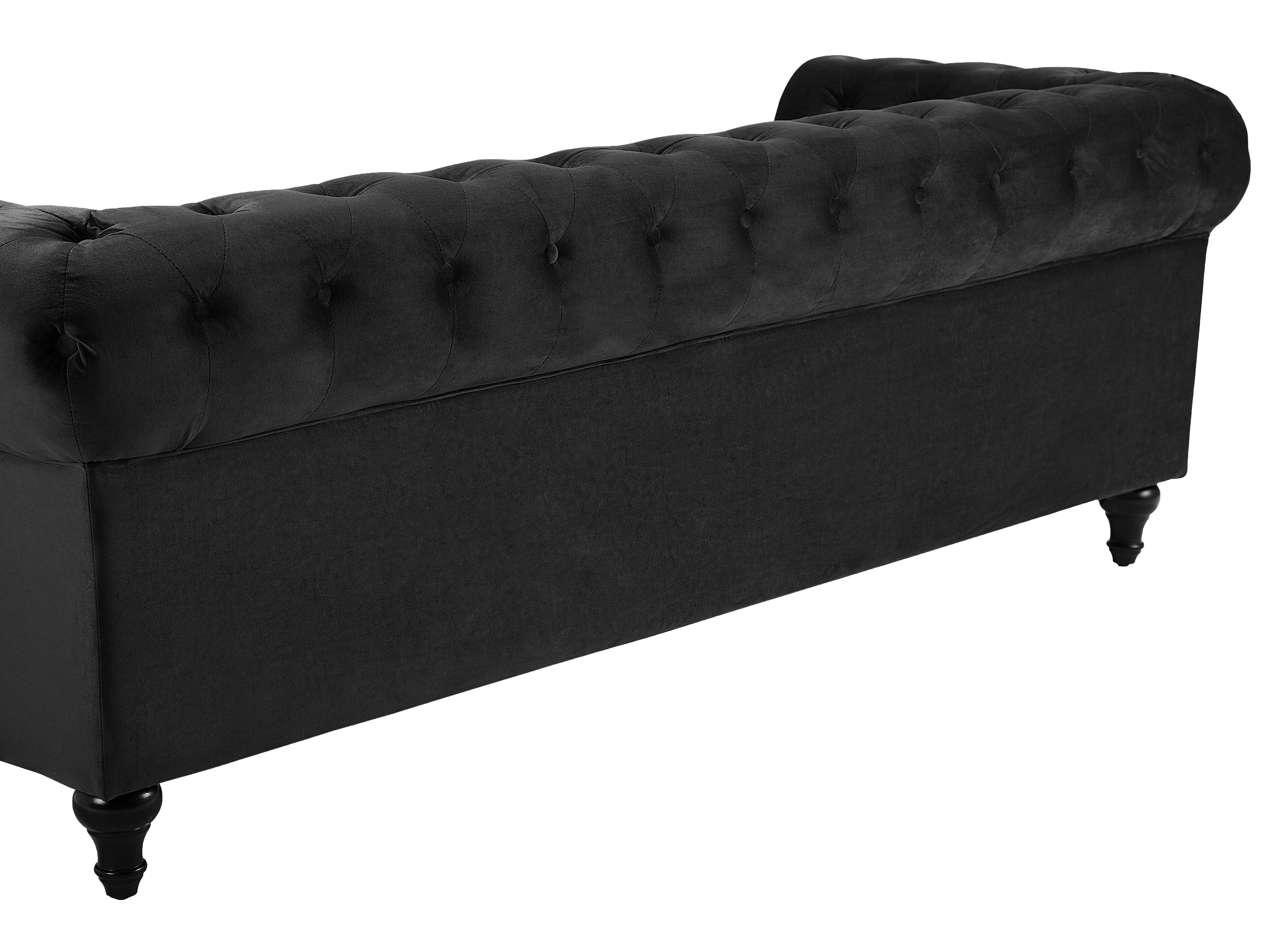 Bank 3-zits CHESTERFIELD Fluweel Zwart