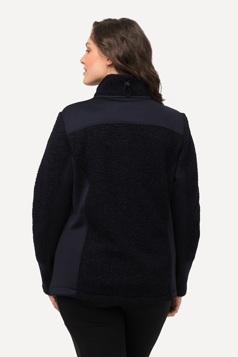 Teddyfleece-Jacke, Stehkragen, 2-Wege-Reißverschluss