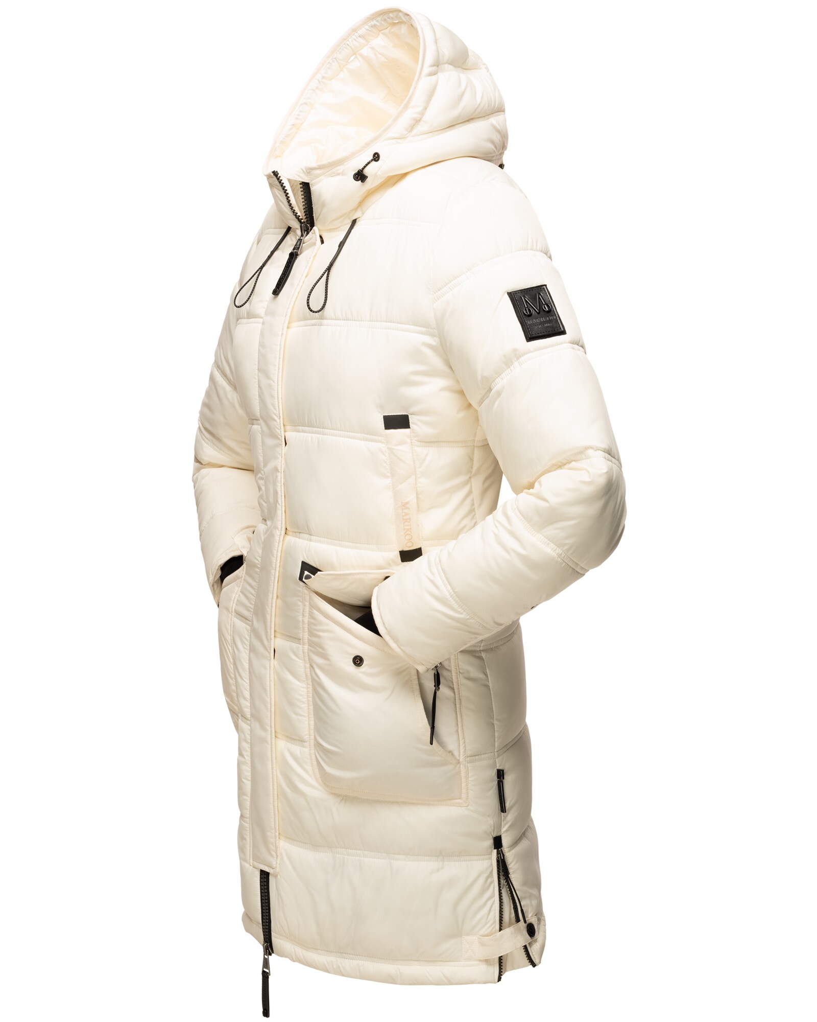 MARIKOO Damen Winter Parka Steppmantel mit Abnehmbarem Kunstfellkragen Chaskaa