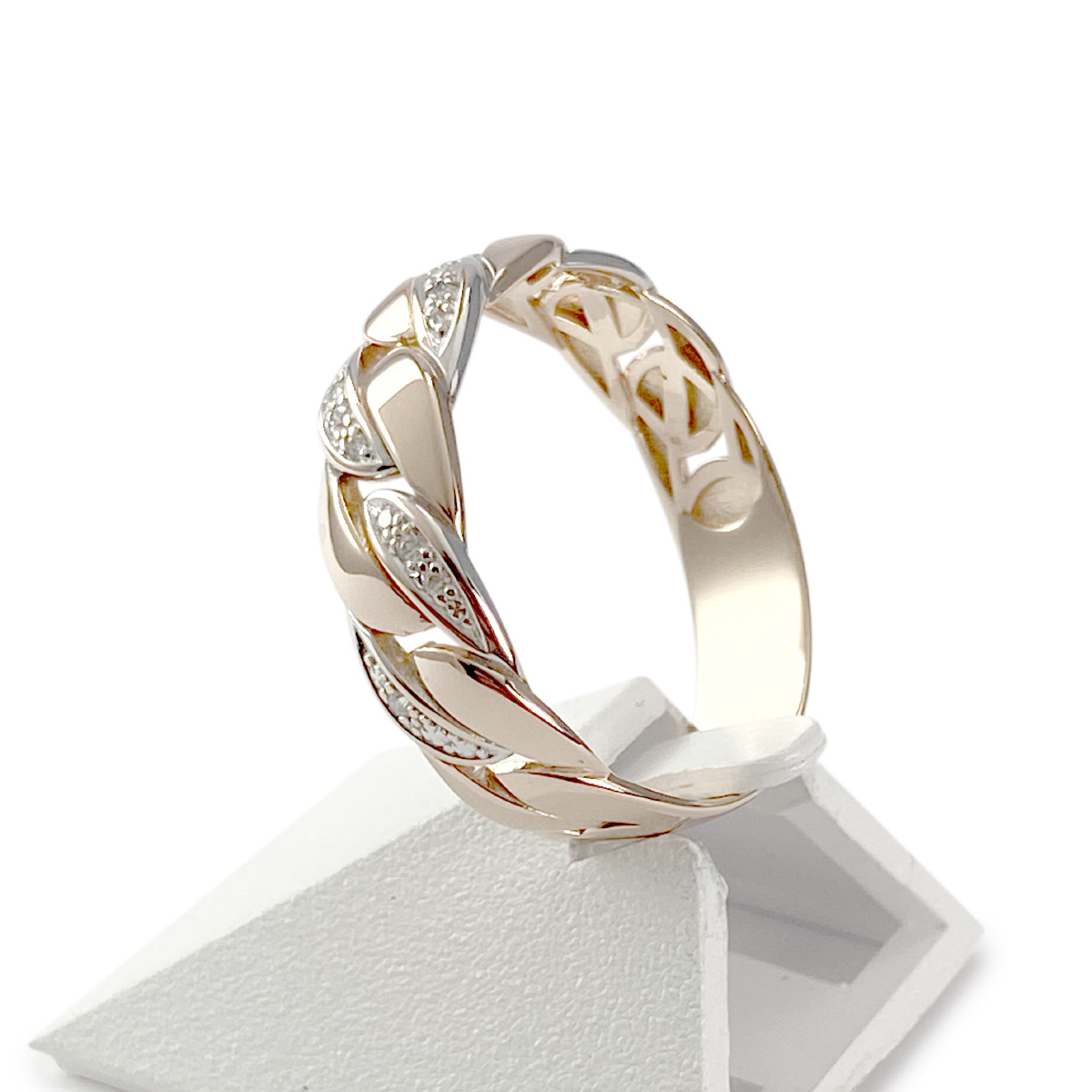 Bague d'occasion or rose 750 2 tons diamants