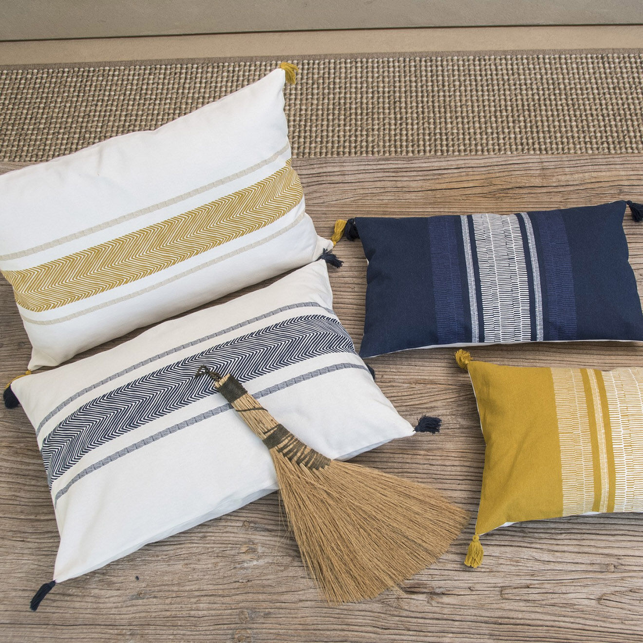 Febronie Housse de coussin Alentejo bleu nuit - 60x40 cm
