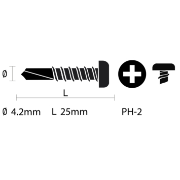 Carroserie schroef cilinderkop verzinkt 4,2X25 mm 20 stuks