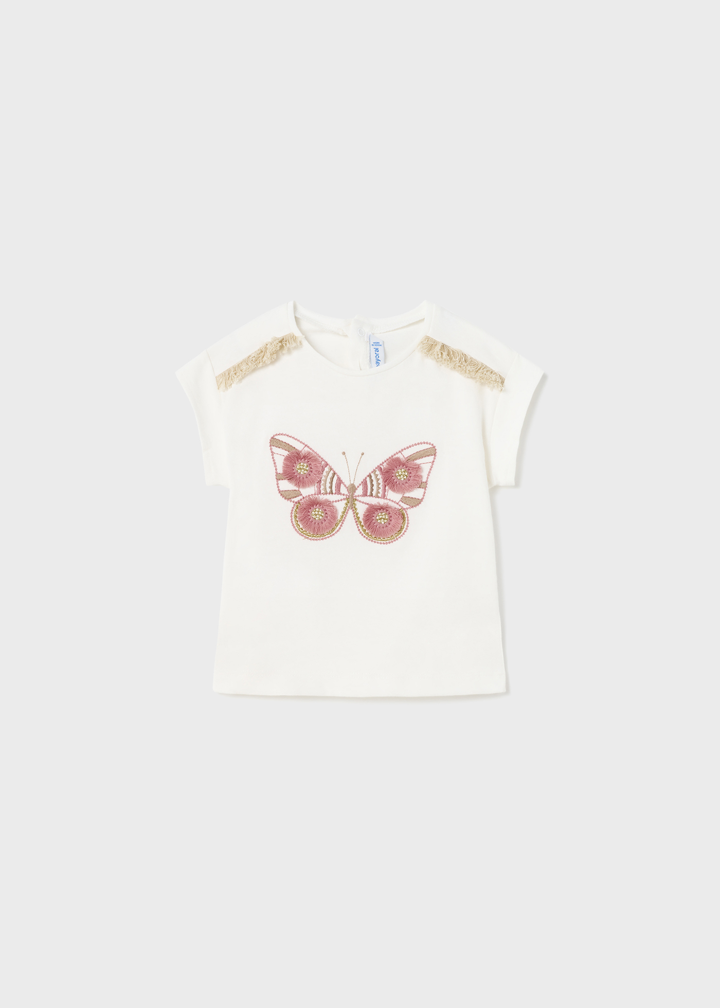Camiseta infantil com bordado em algodão sustentável.