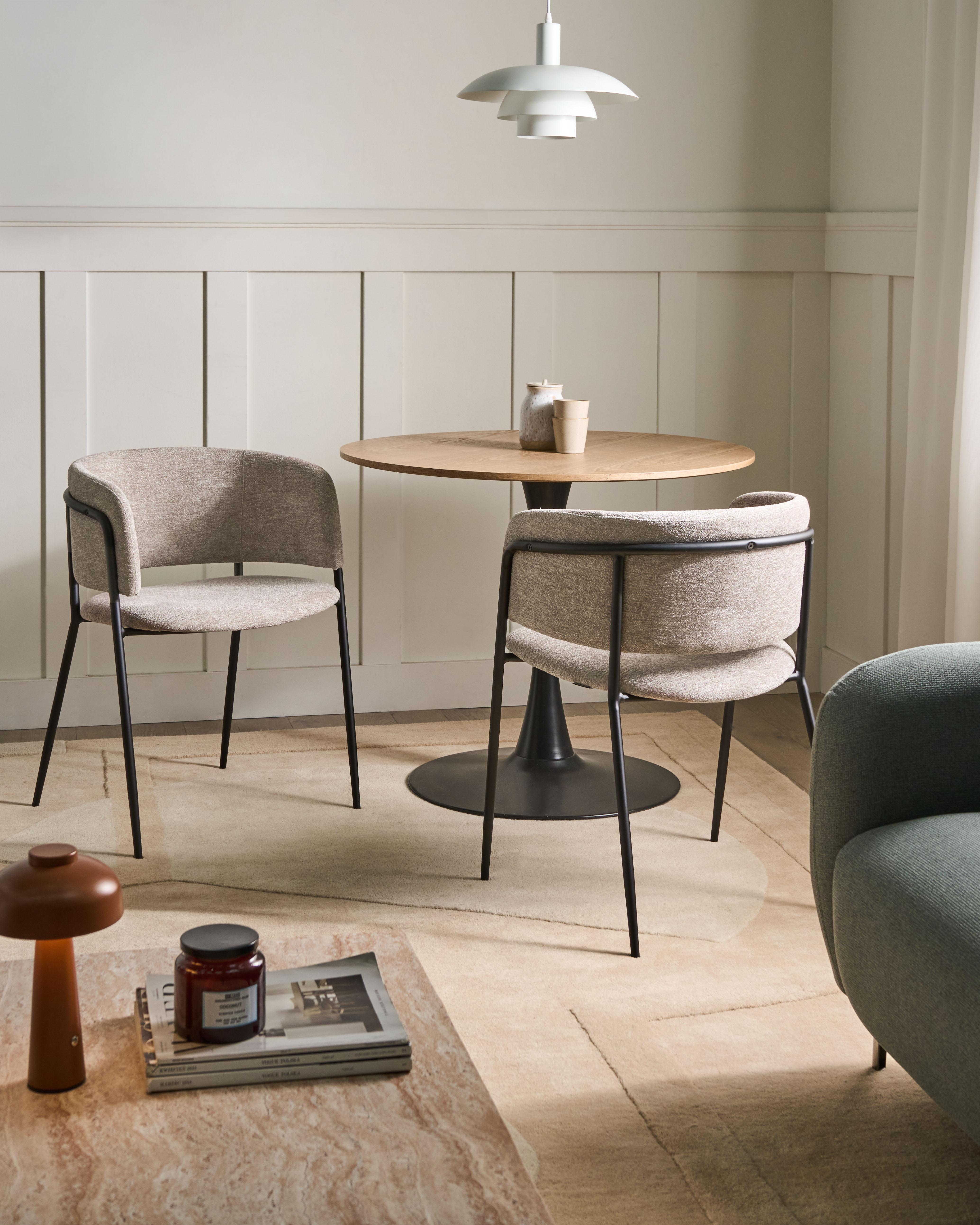 Set van 2 eetkamerstoelen SPRINGER Chenille Taupe