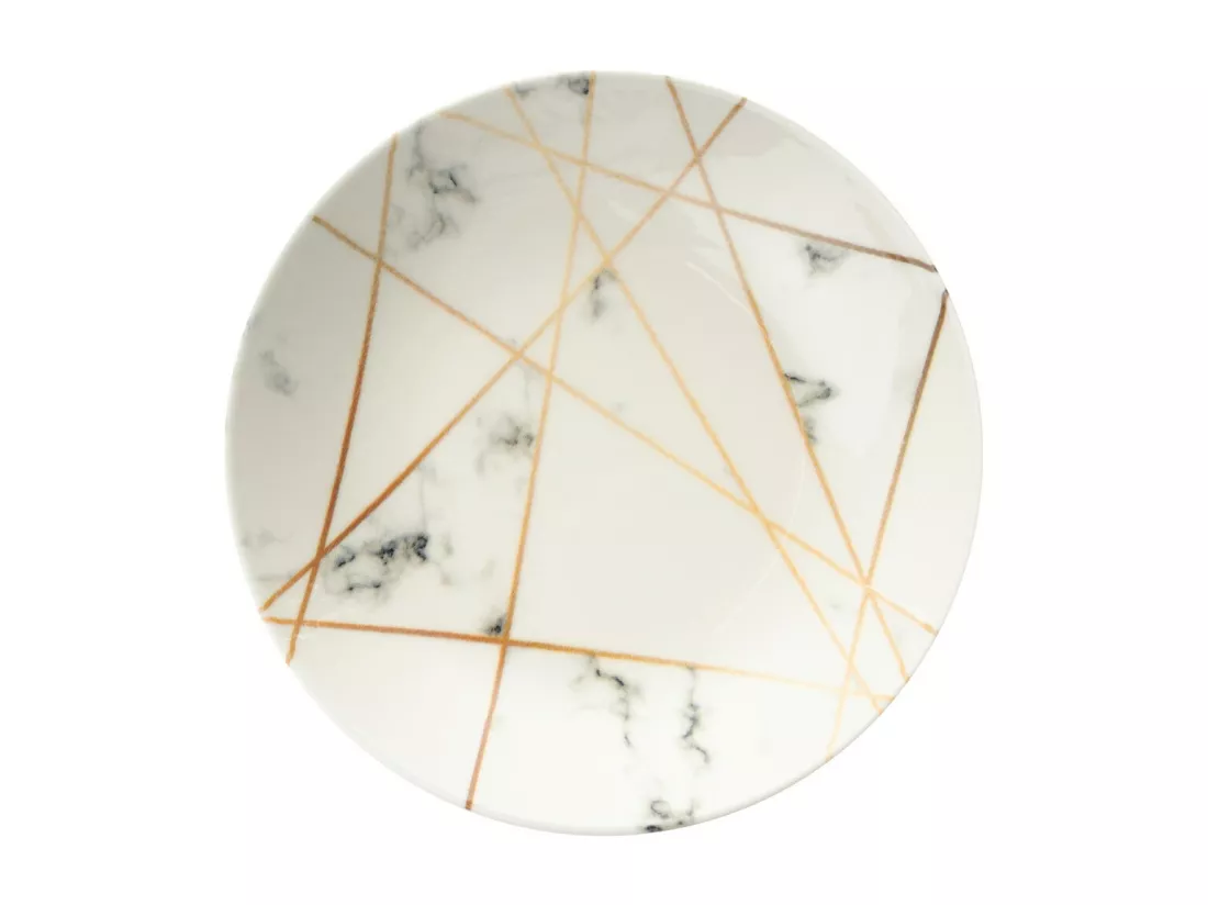 Service vaisselle 18 pièces en porcelaine - Blanc effet marbre - MURCIA