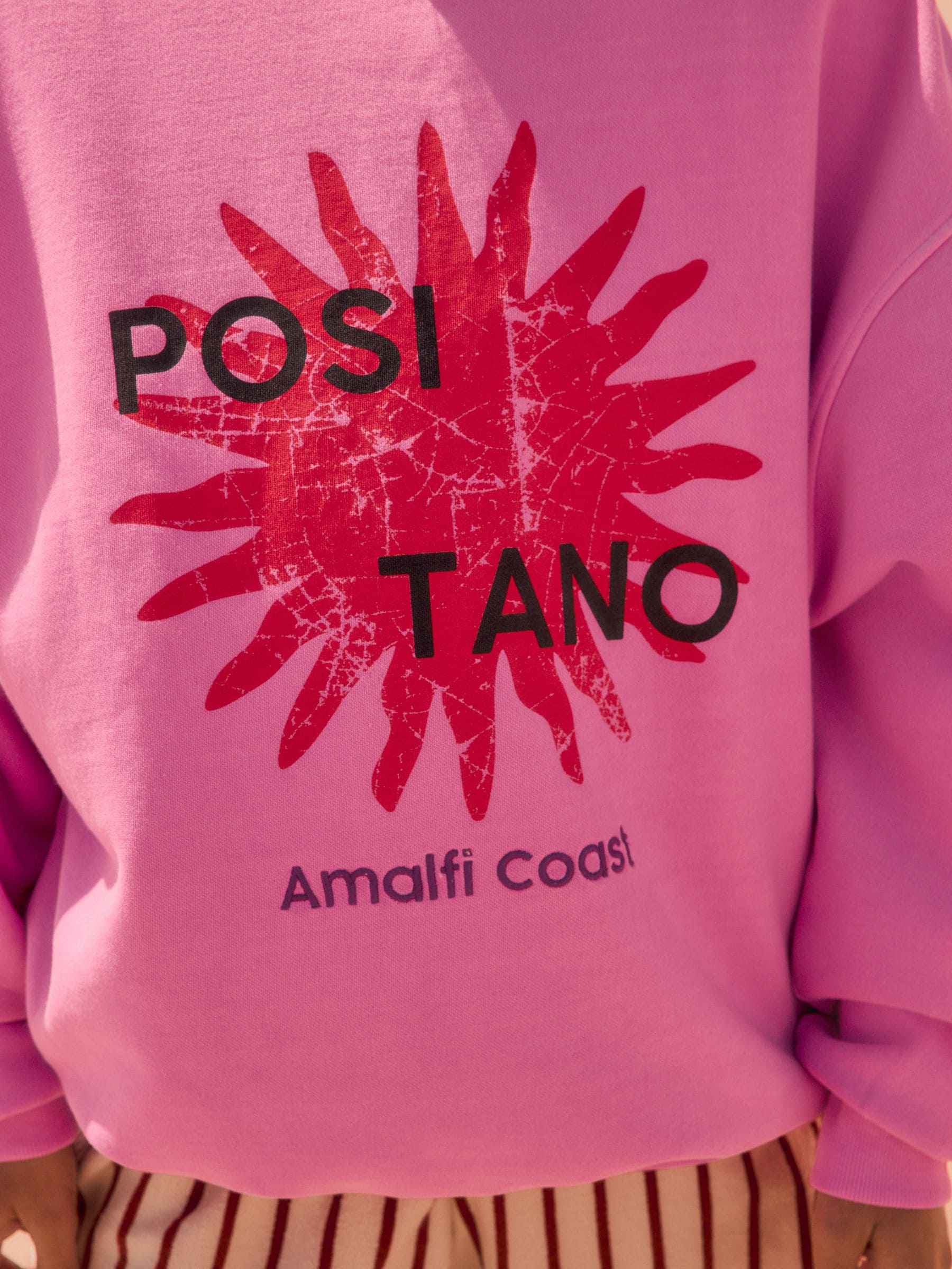 Fluorroze/paars - Bright Summer gewassen Sun Motif Positano City Graphic sweatshirt met relaxte pasvorm