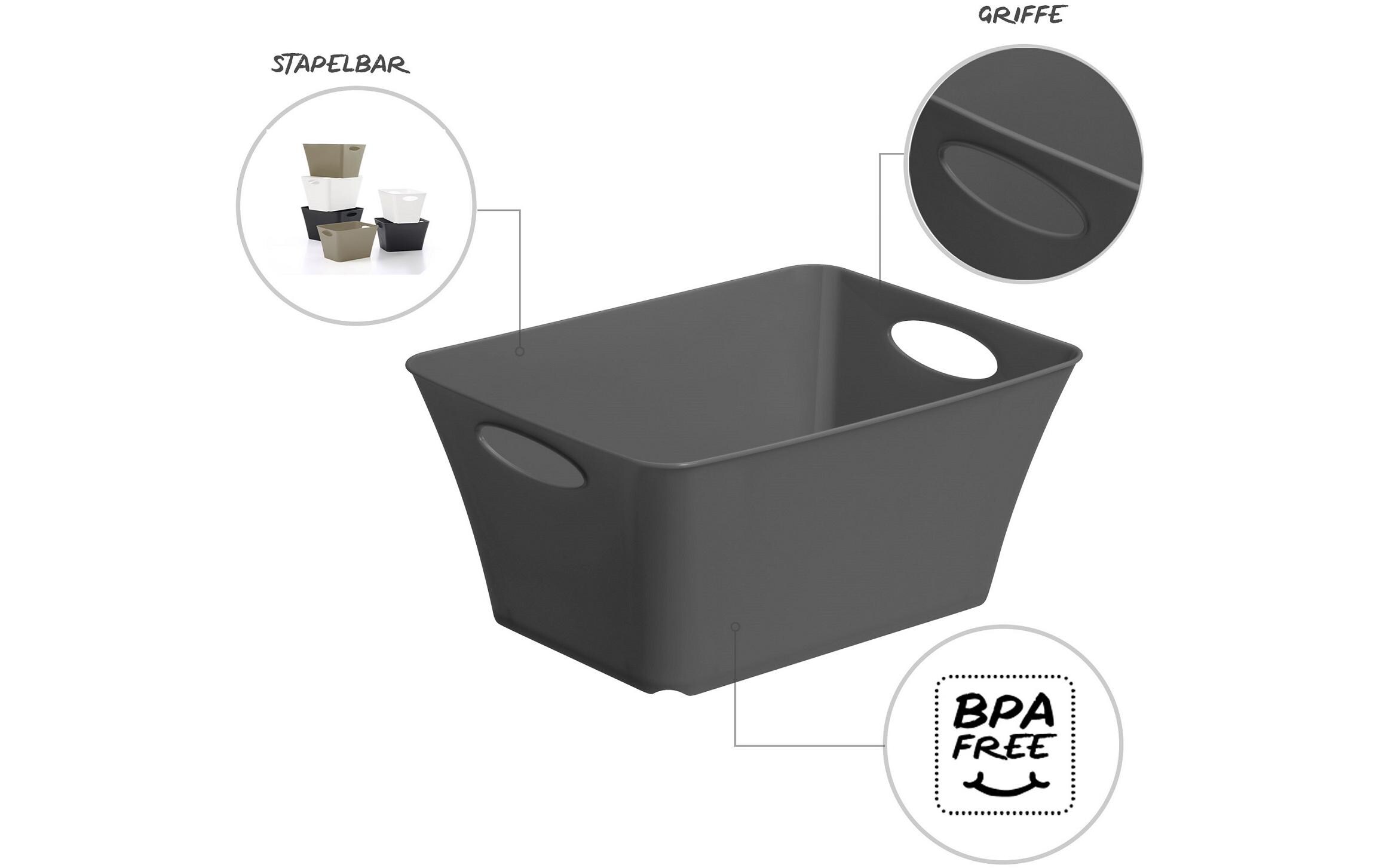 Aufbewahrungsbox Living Box 5 l AnthrazitAufbewahrungskorb mit integrierten Griffen