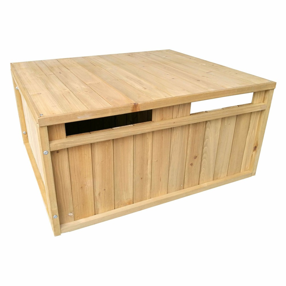 Garage robot tondeuse toit en pente bois massif abri 80 cm nature