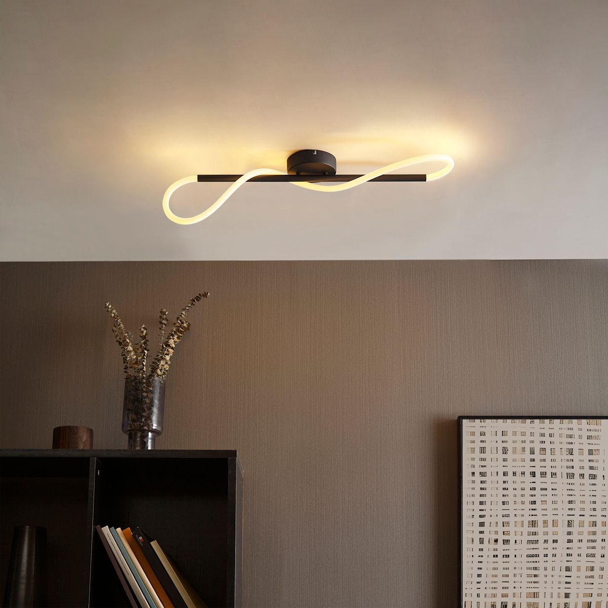 Moderne plafondlamp zwart incl. LED 3-staps dimbaar - Keri