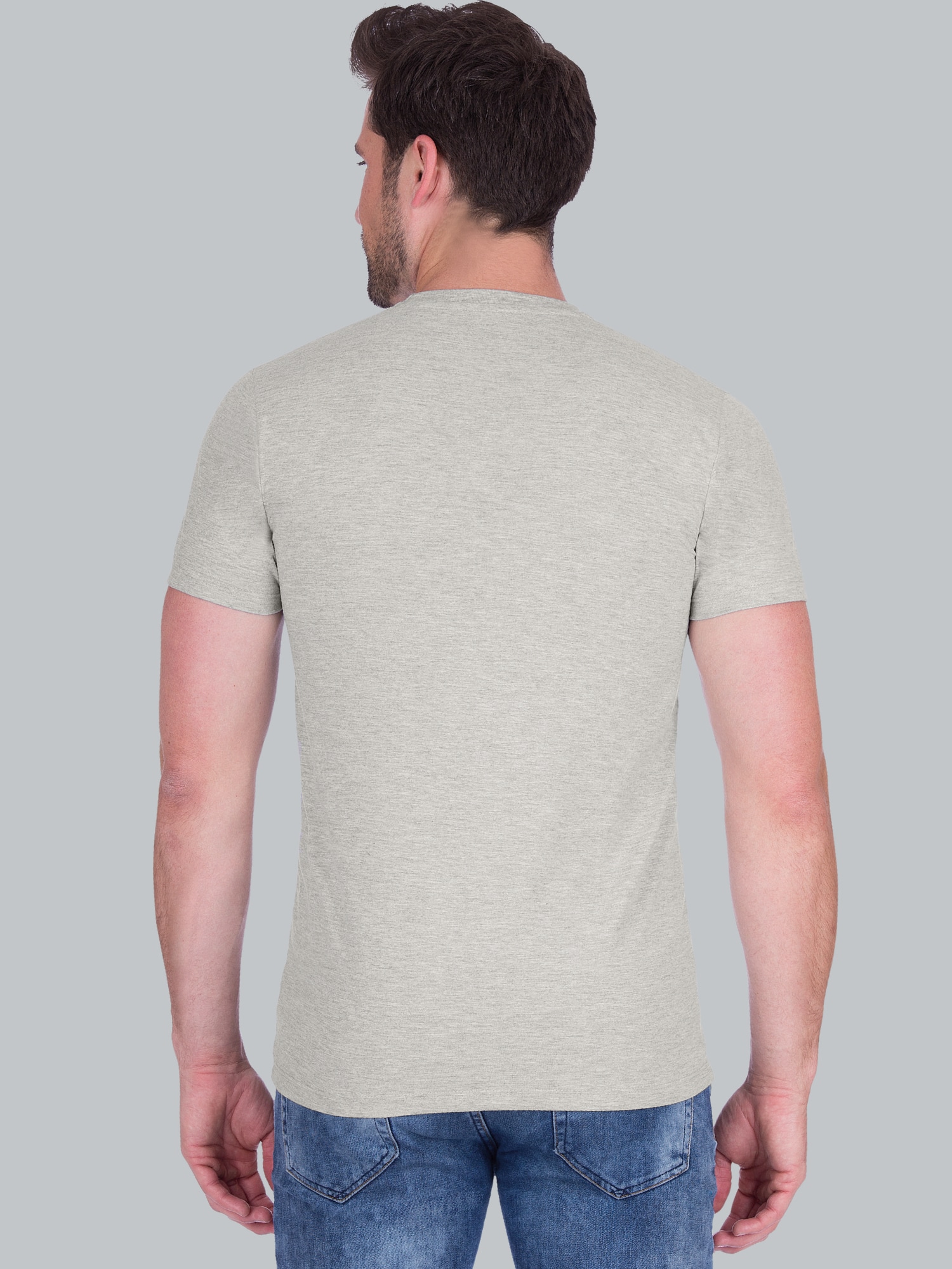 Slim Fit T-Shirt aus DELUXE Baumwolle Grau-melange
