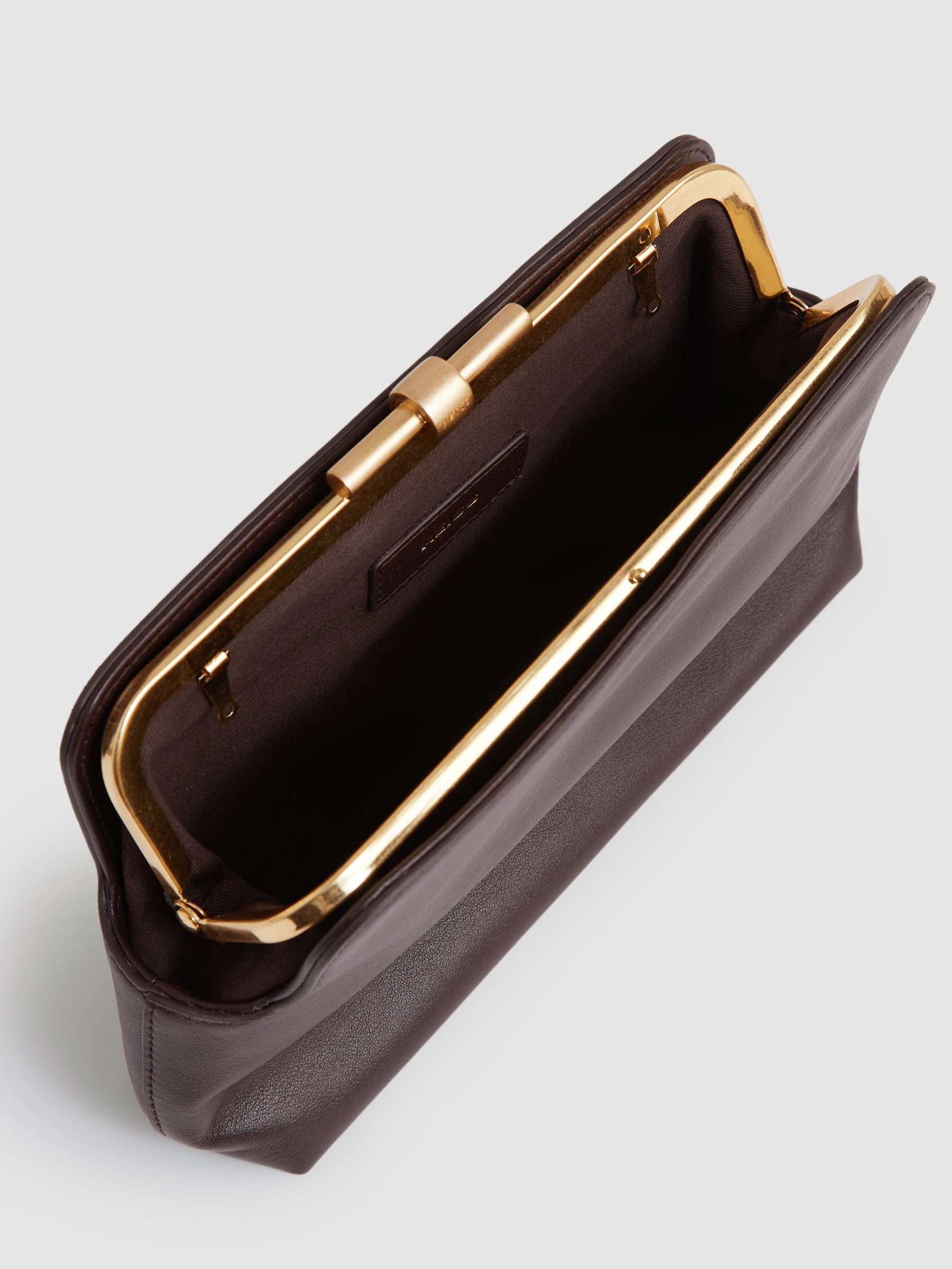 Bordeauxrood - Reiss Bethany Leather Snake-Effect Frame Clutch Bag