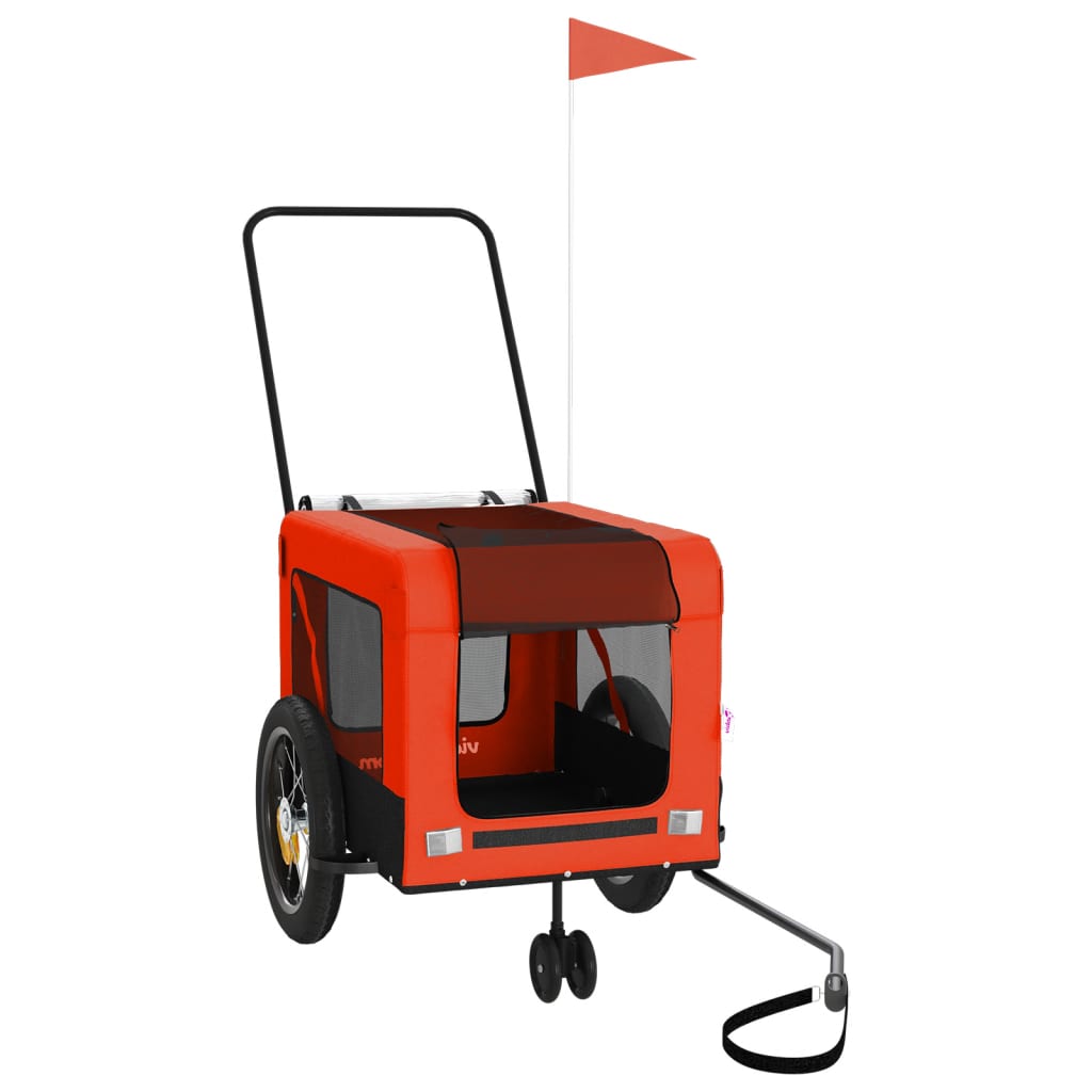 vidaXL Pet Bike Trailer Iron Oxford Cloth Orange Black