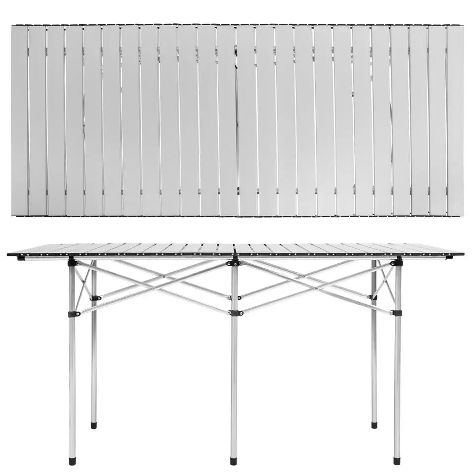 tectake Campingtafel van aluminium met tas 140x70x70cm , Grijs