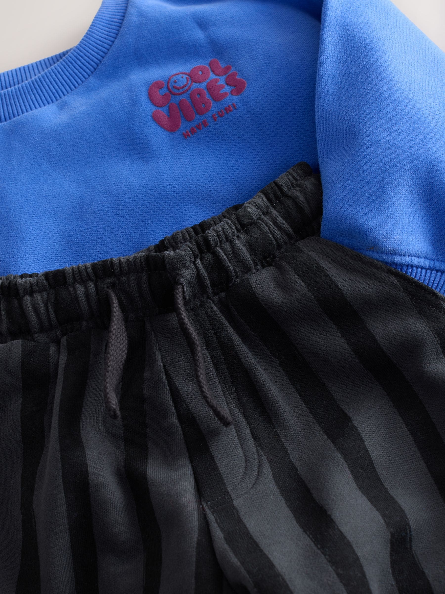 Blauw/grijs - Set met sweatshirt en joggingbroek met strepen (3mnd-7jr)
