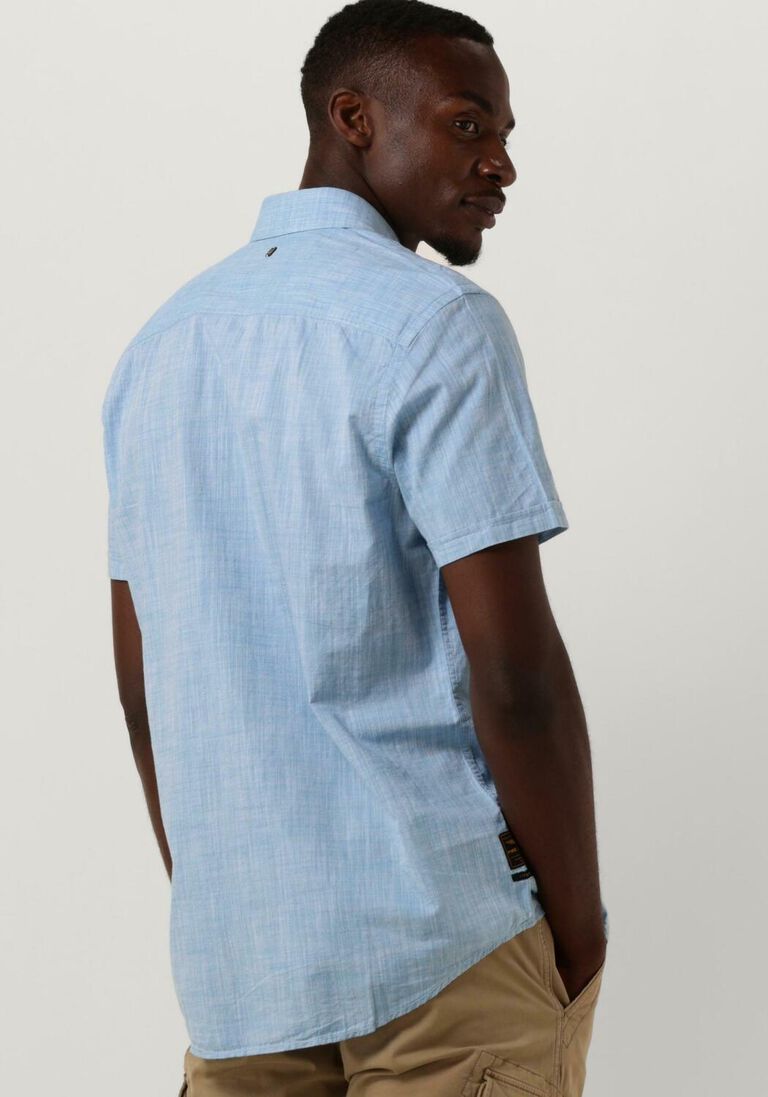PME LEGEND lichtblauwe pme legend casual overhemd short sleeve shirt 2 tone slub