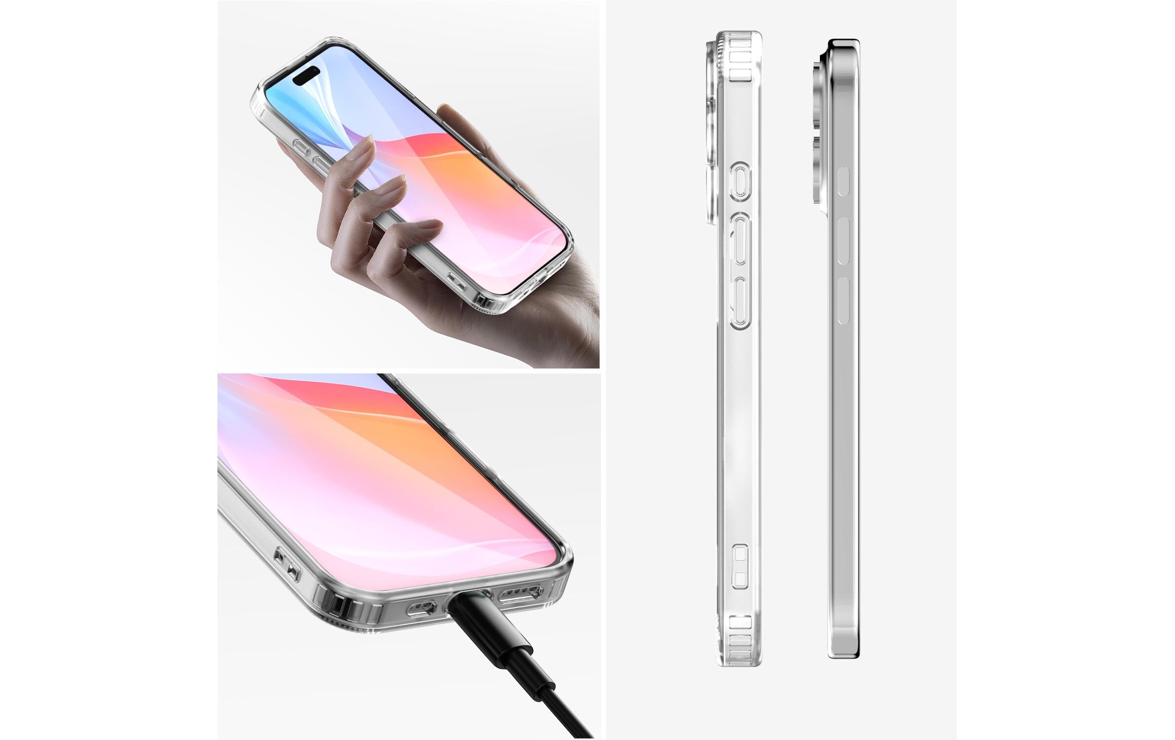 360° Premium Set iPhone 16Set aus Displayschutzfolie und hochfester Schutzhülle für das iPhone 16